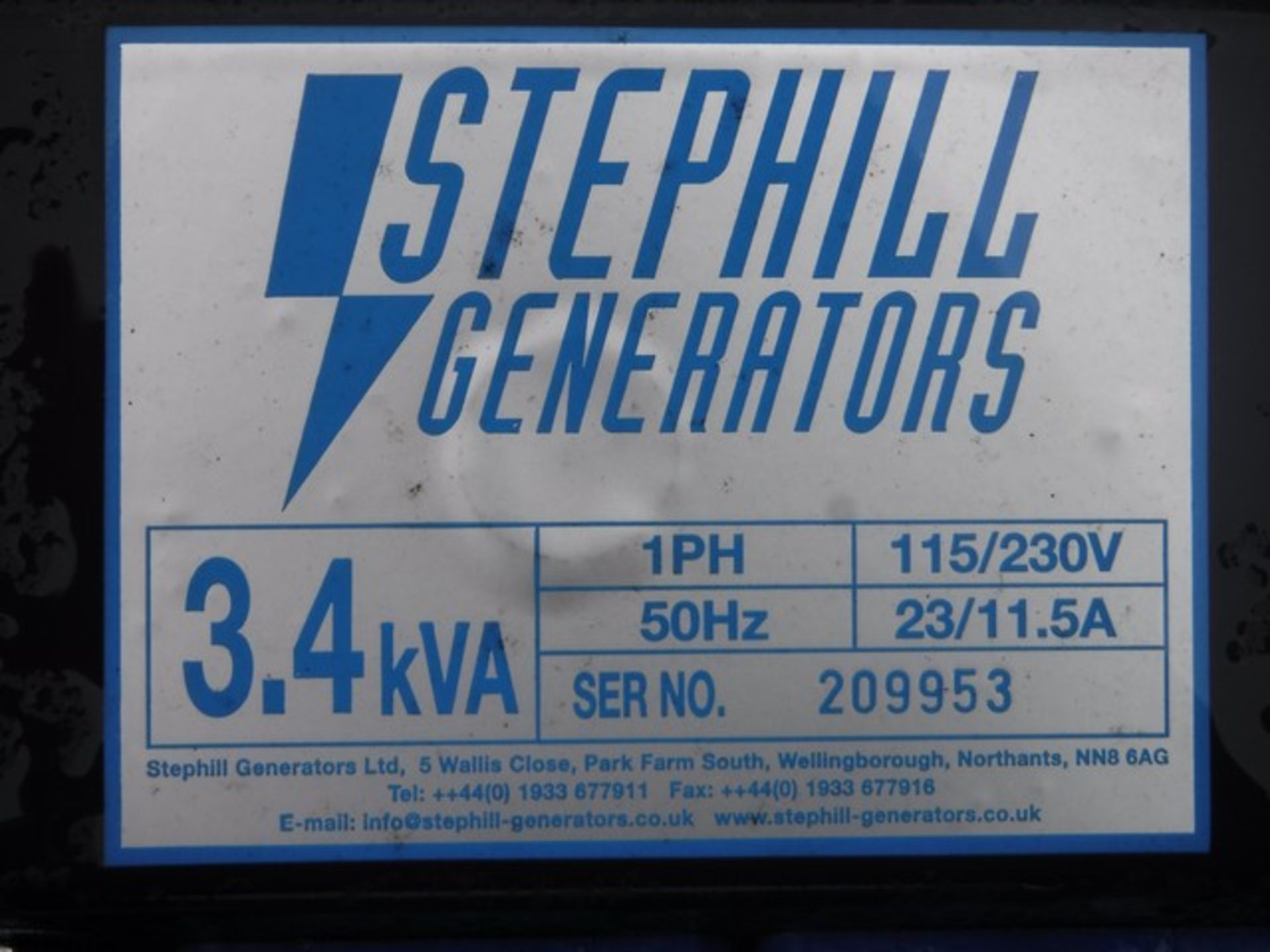 STEPHILL GENERATOR WITH HONDA GX200 6.5 3.4KVA ENGINE - Image 3 of 6