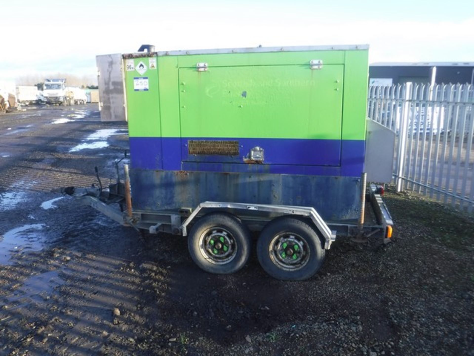 F.G. Wilson 60KVA diesel generator on twin axle trailer 10679 hrs (not verified)ID no. 60-9 S/N FG - Bild 3 aus 8