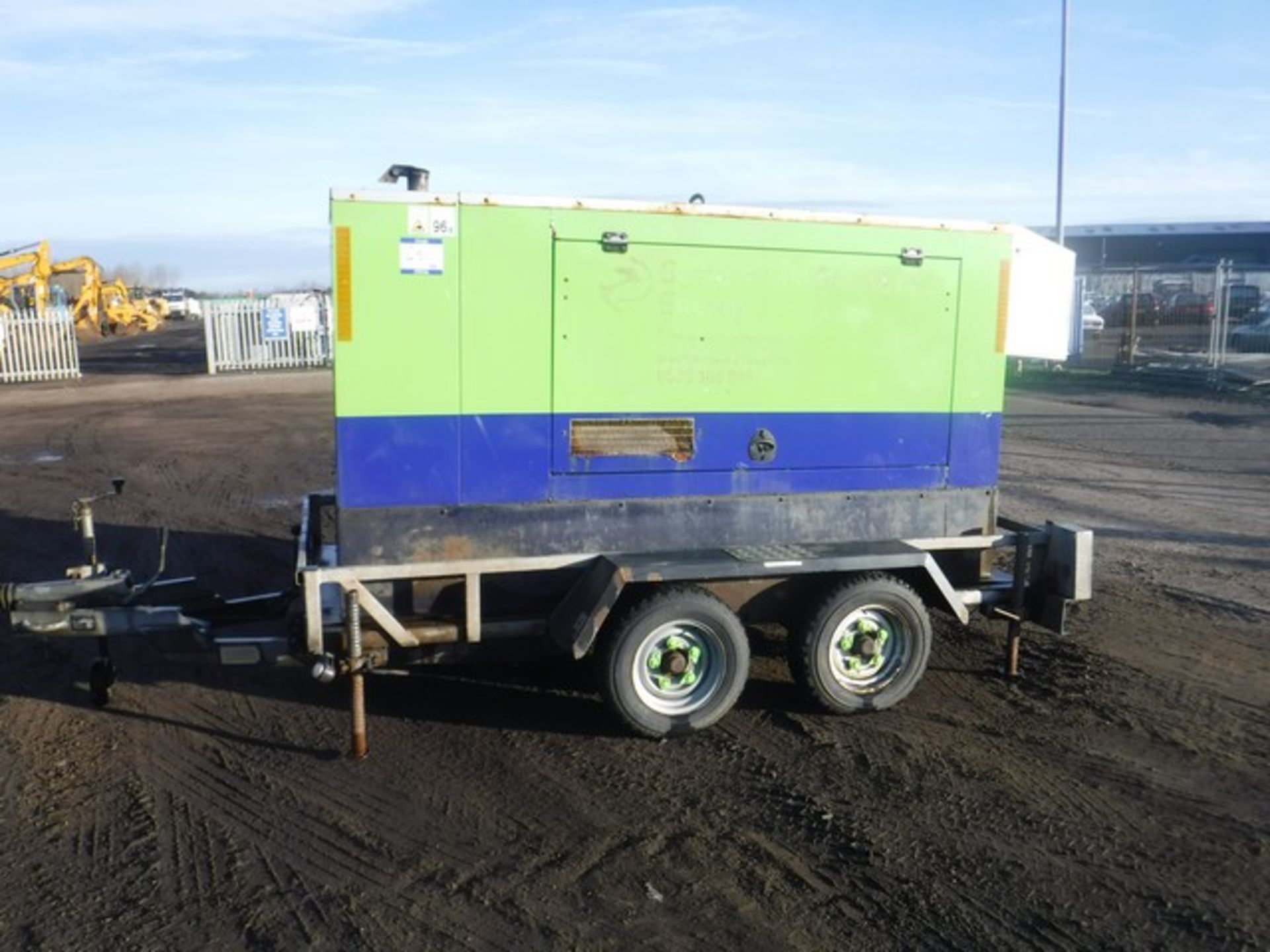 F.G.Wilson LCH 100KVA diesel generator on twin axle trailer 22177 hrs (not verified)ID no. 100-4 S/N