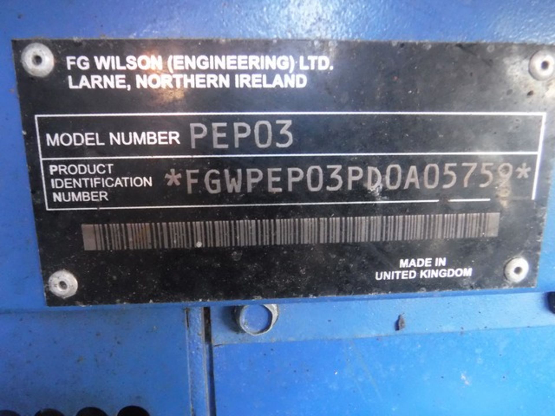 F.G. Wilson 60KVA diesel generator on twin axle trailer 10679 hrs (not verified)ID no. 60-9 S/N FG - Bild 6 aus 8