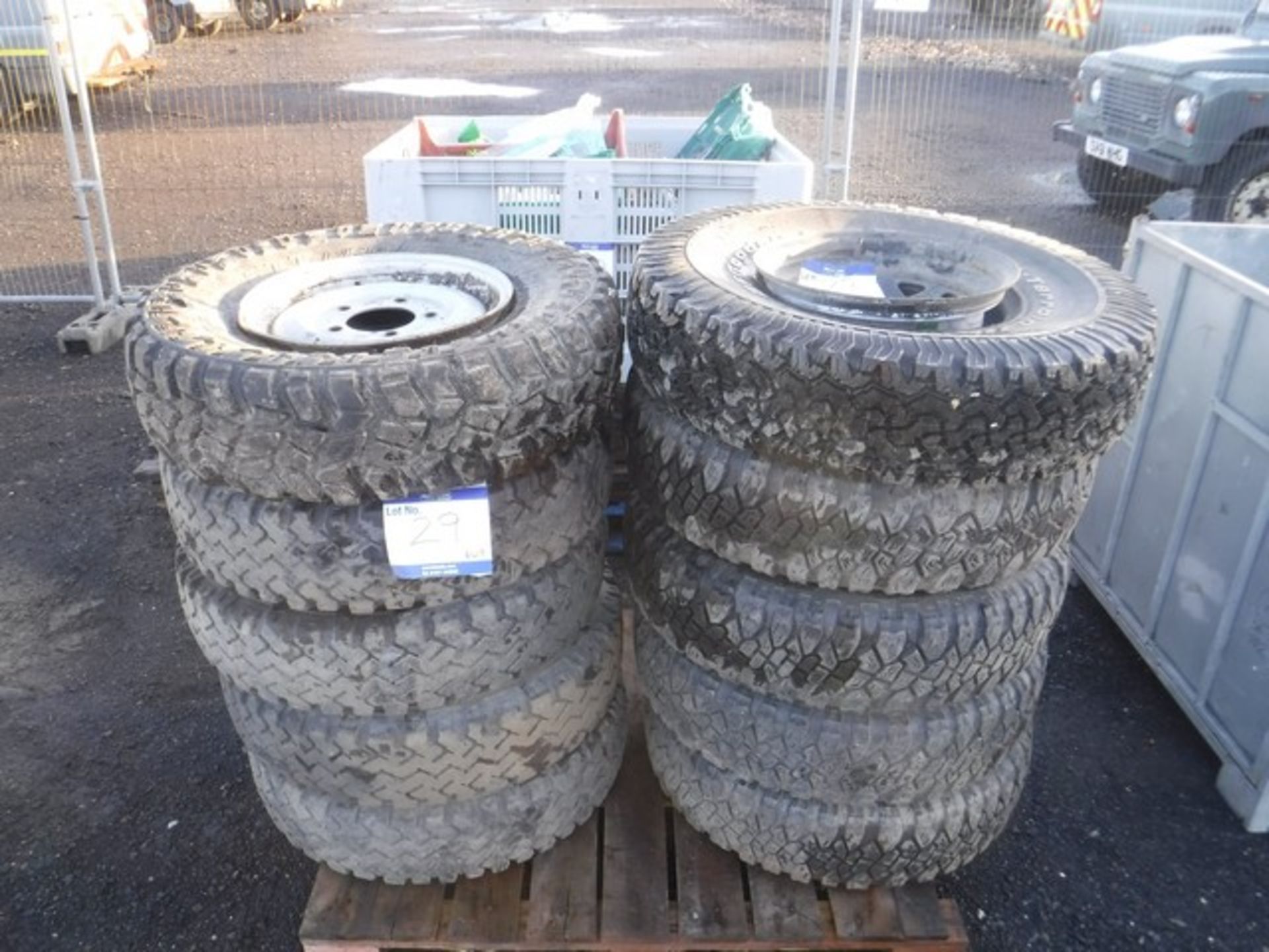Selection of Landrover defender steel wheels and tyres
