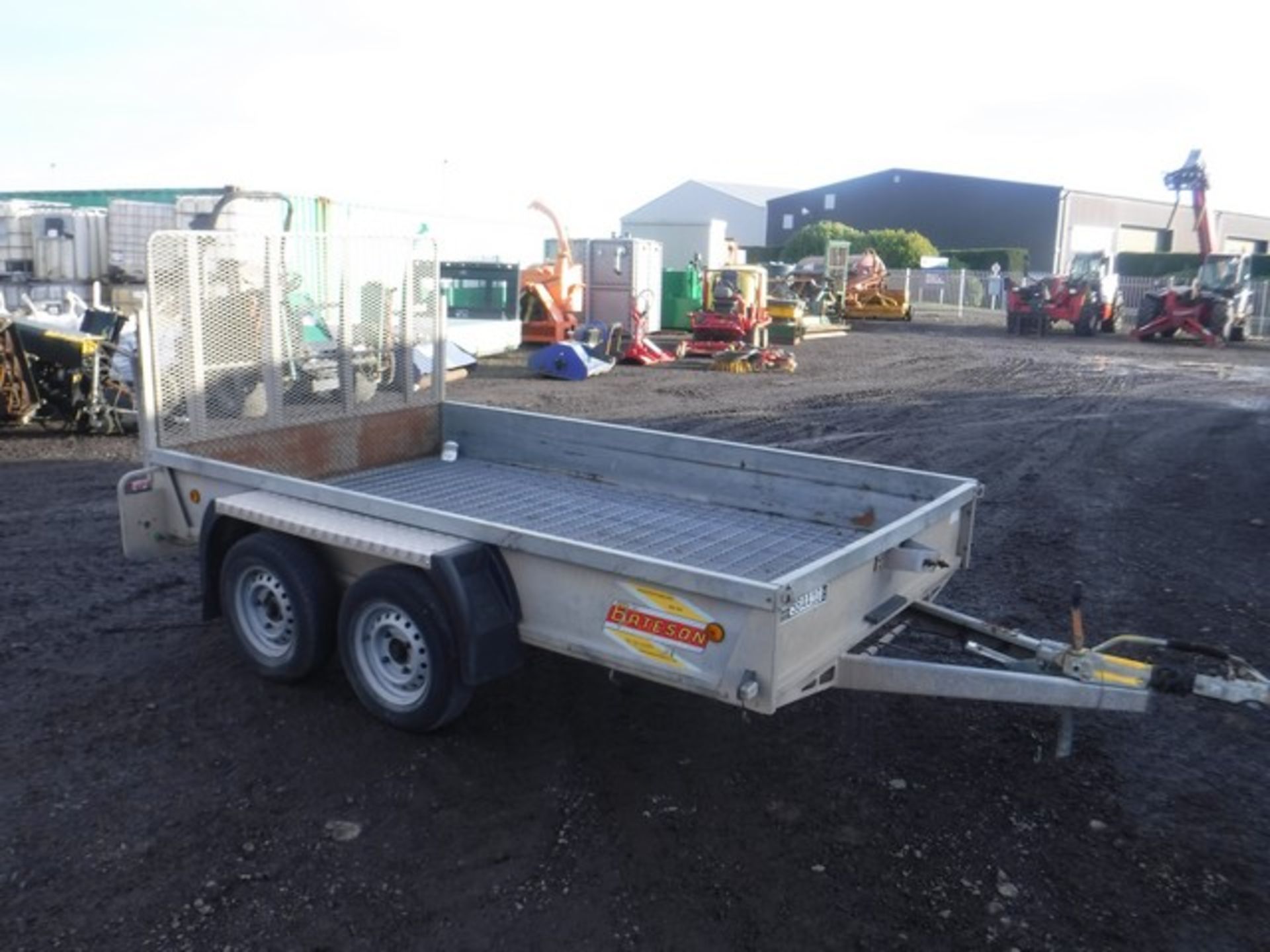BATESON 12' x 6' twin axle plant trailer with mesh ramp S/N SG40098