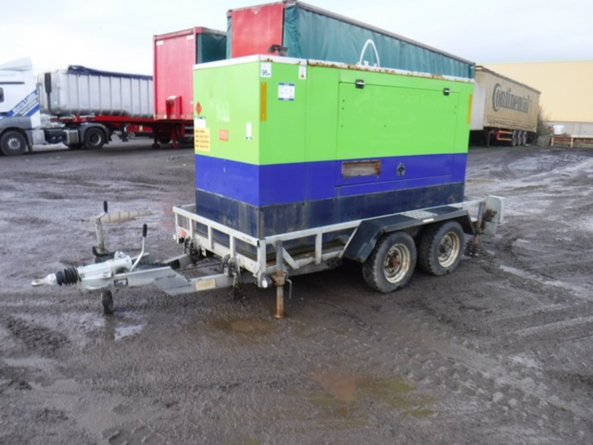 F.G.Wilson LCH 100KVA diesel generator on twin axle trailer 17977 hrs (not verified)ID no. 60-26 S/N