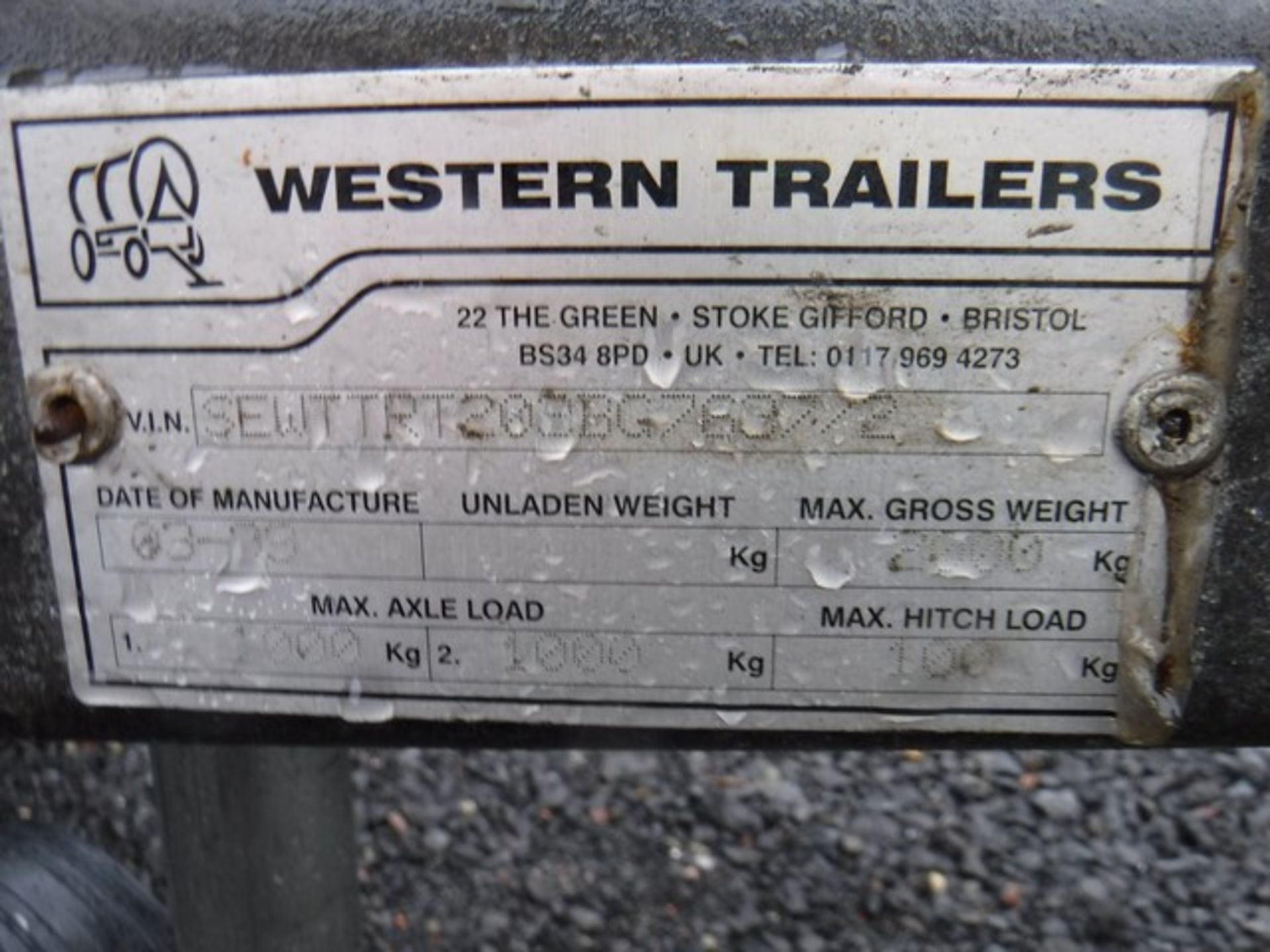 1999 WESTERN TRAILERS 18' x 6' twin axle trailer c/w 5ft ramp. VIN - SEWTTRT203B97637/2. Asset - 700 - Bild 4 aus 5