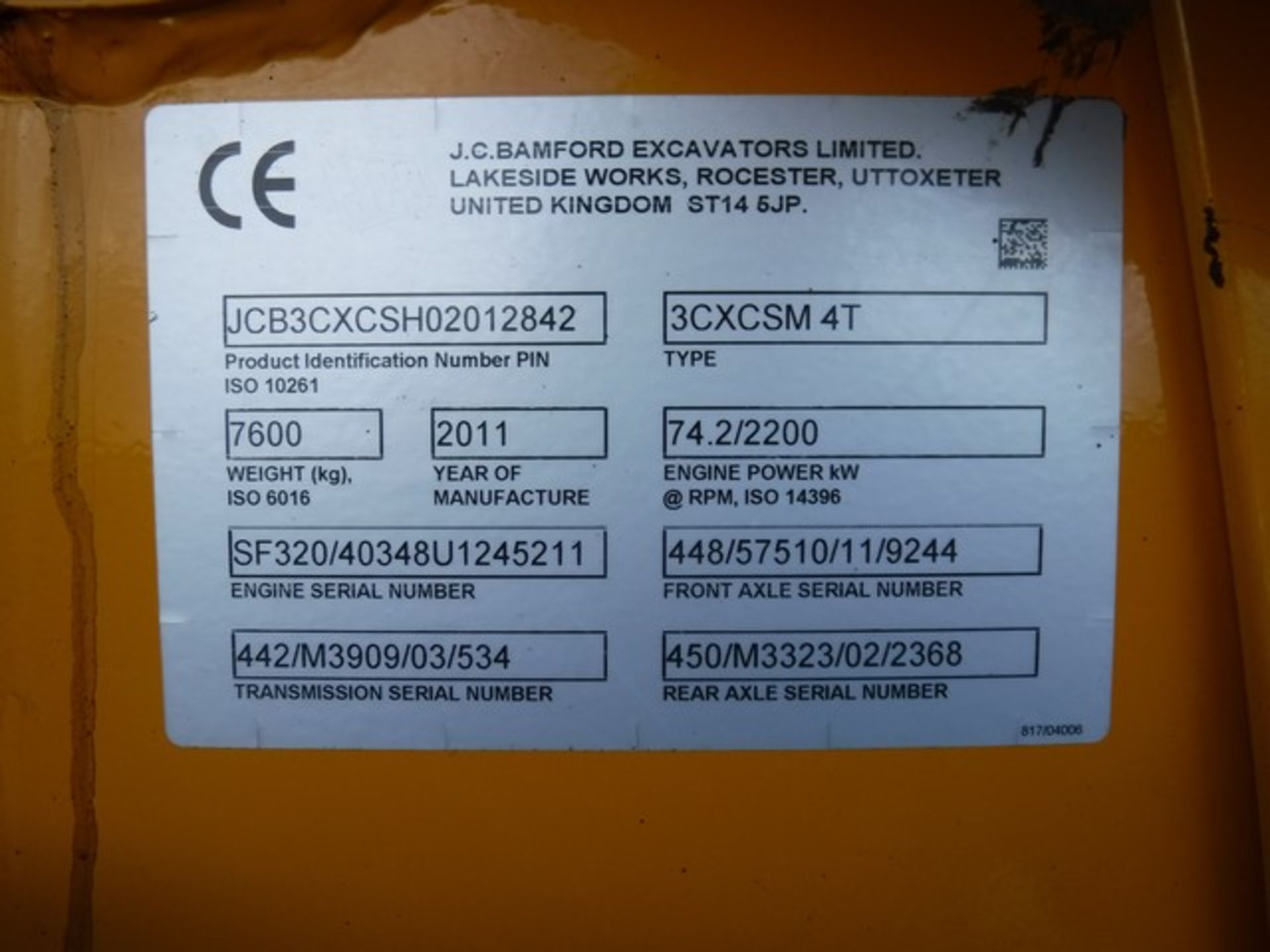 2011 JCB 3CX c/w bucket - Reg No SF61 CFN. 2934 hrs (not verified). - Image 6 of 11