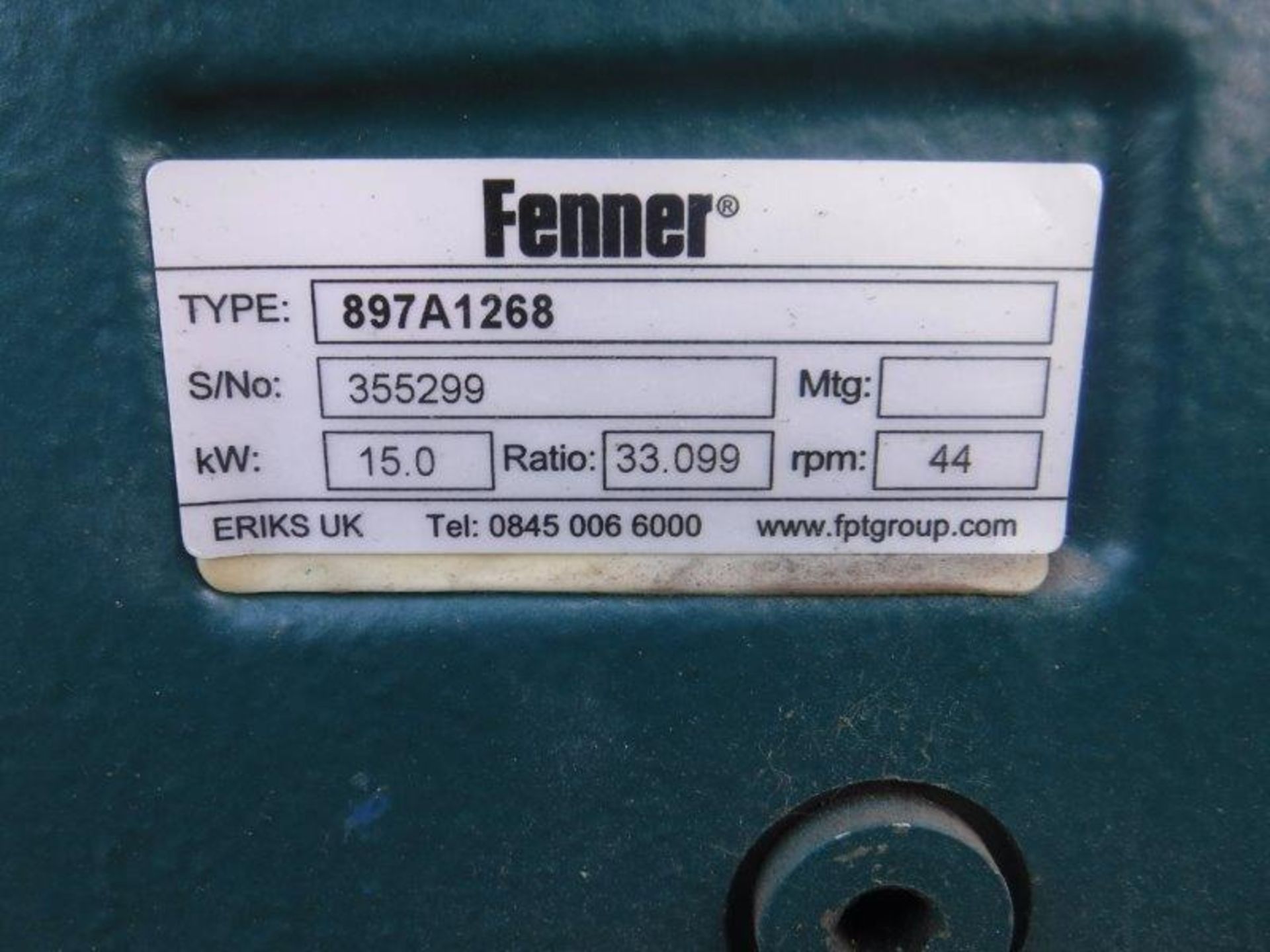 FENNER geared motor part no - 897A1268 S/N 355299 - Image 3 of 4