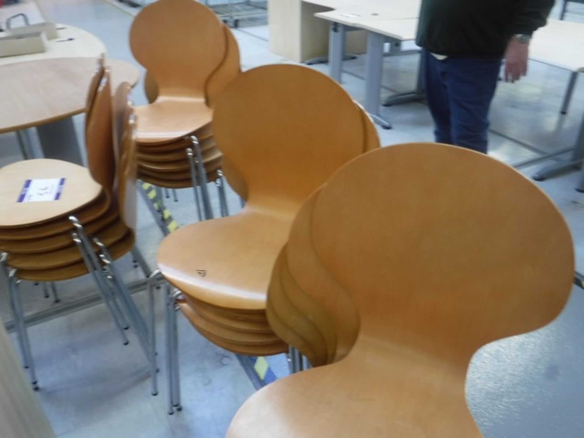 Wooden stacking chairs x21 - Image 2 of 2