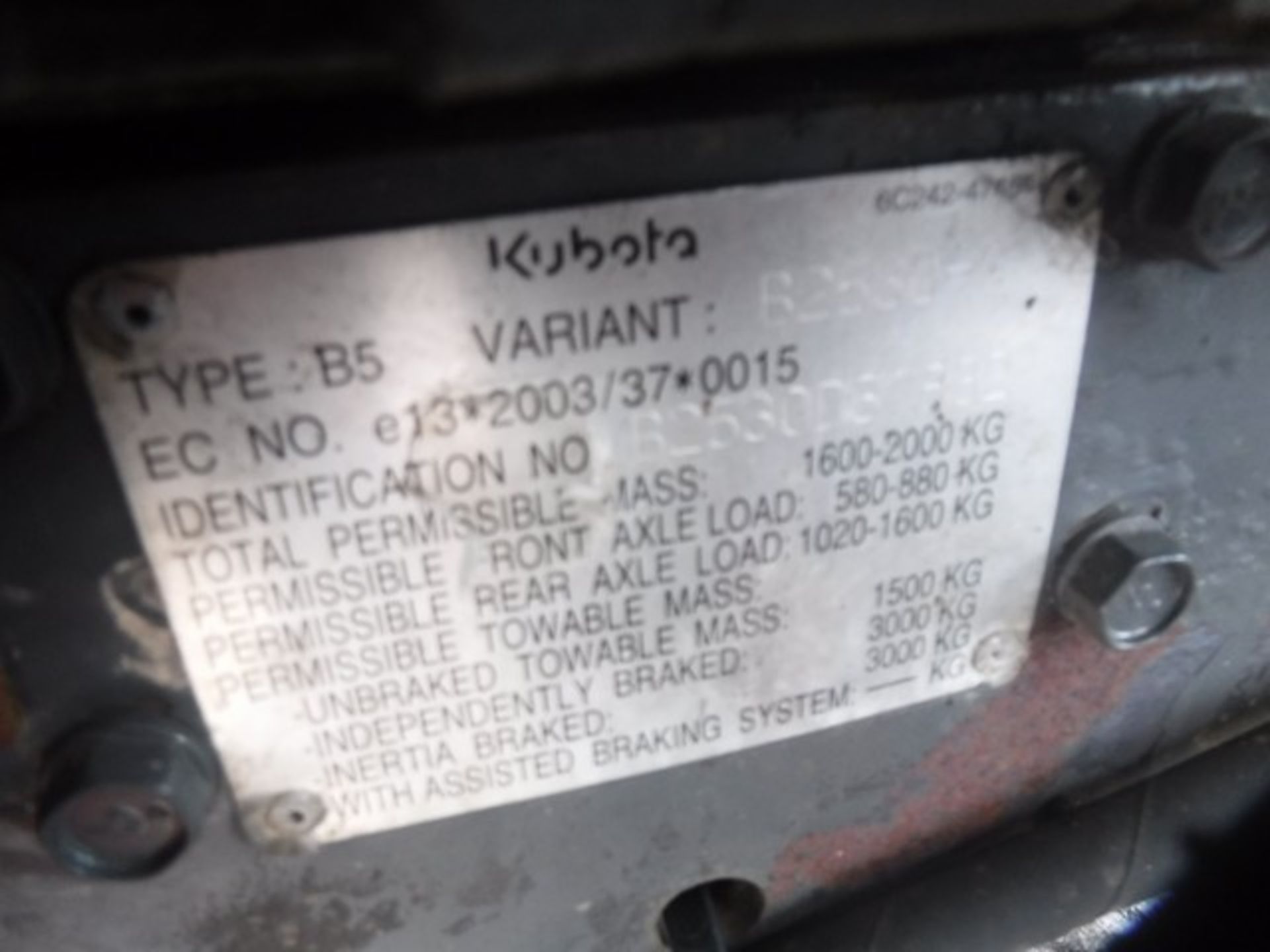 KUBOTA B2530 tractor SN B2530D31832 - 589 hrs (not verified) - Image 6 of 7