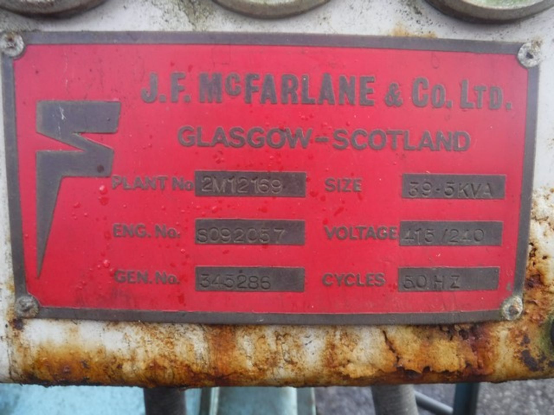 Jf McFarlane 39.5KVA ford engined generator on skids - Image 4 of 6