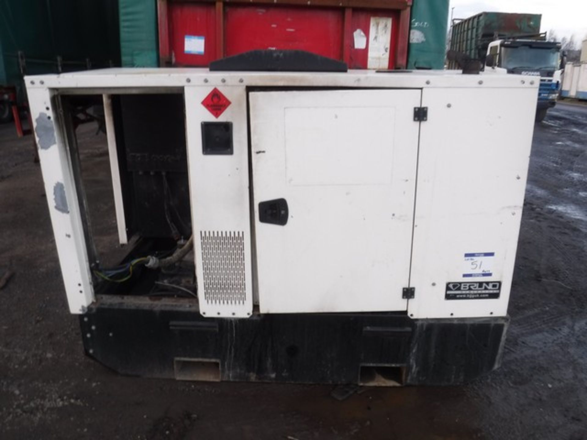 BRUNO 60KVA generator cabinet c/w silencer & fuel tank