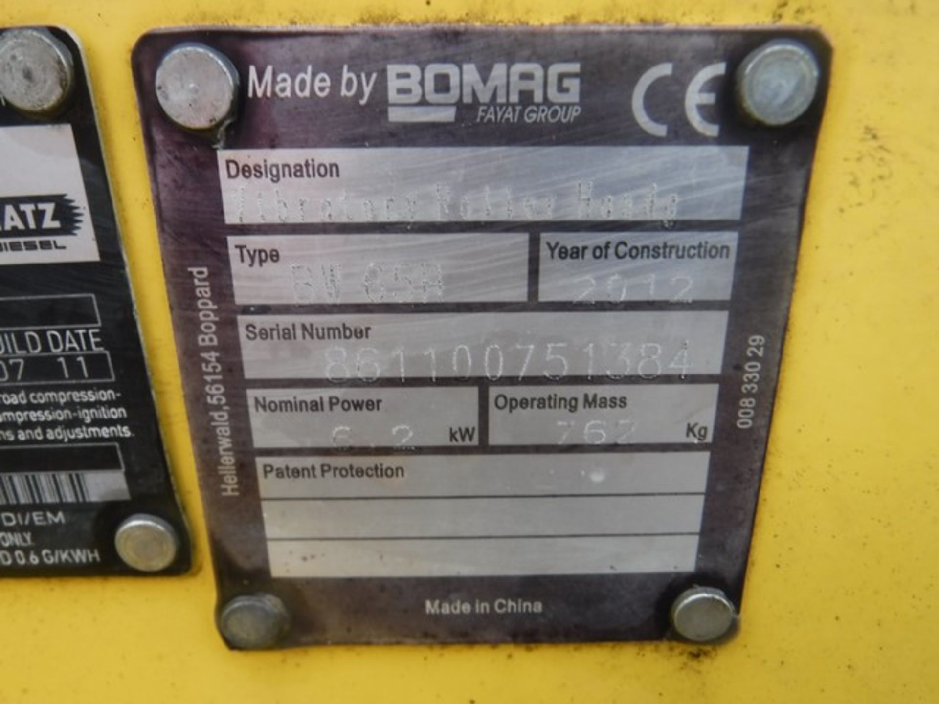 2012 BOMAG BW65 double drum pedestrian roller - Image 4 of 4