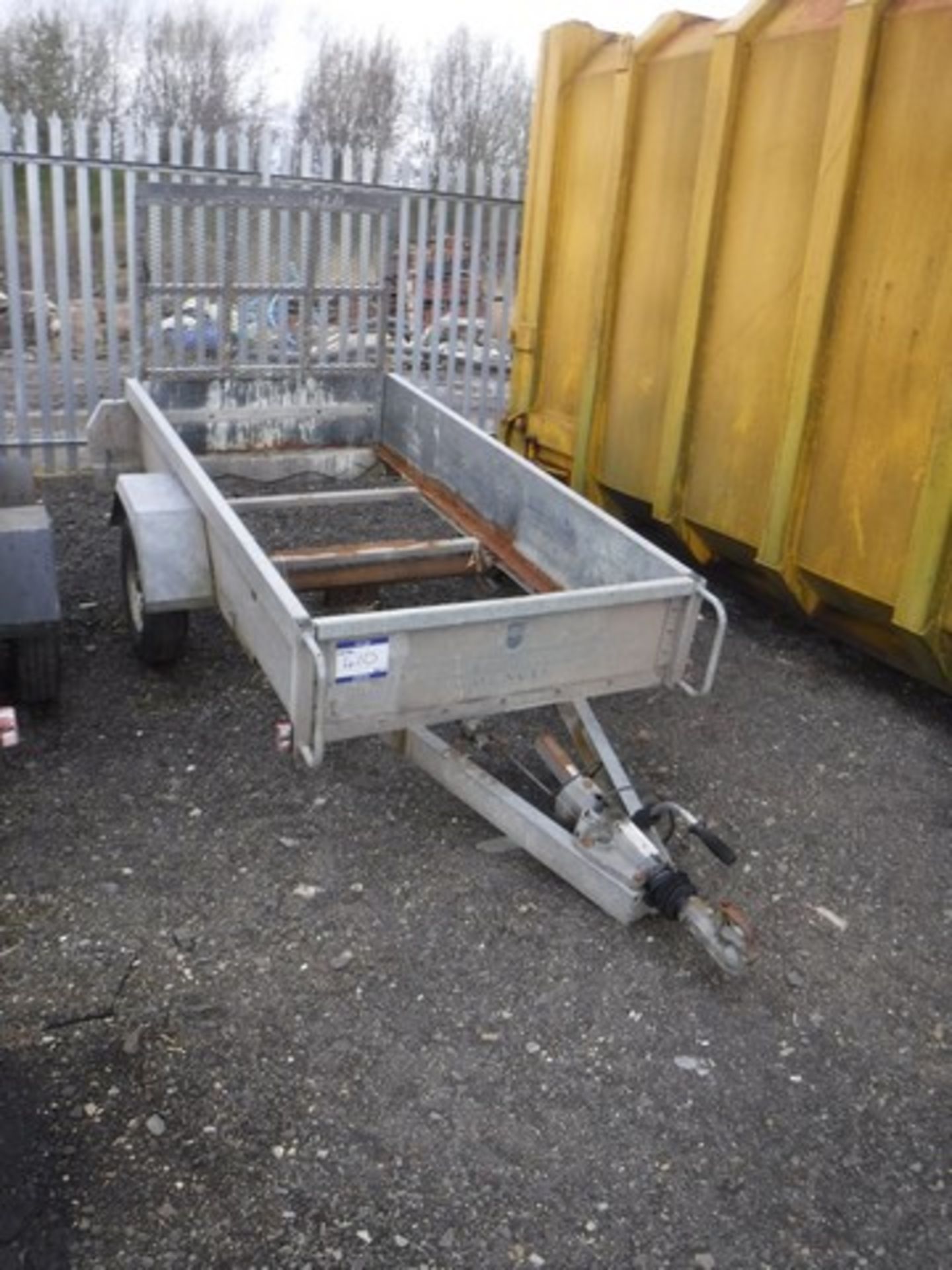 INDESPENSION 8&#39; x 4&#39; twin axle plant trailer. Asset No P147/97. Requires new floor