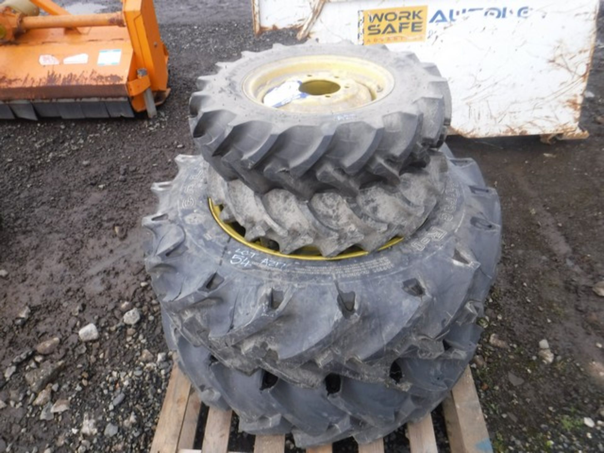 Pair of 7.4 wheels &amp; tyres Pair of 11.2 x 24 wheels &amp; tyres suitable for John Deer