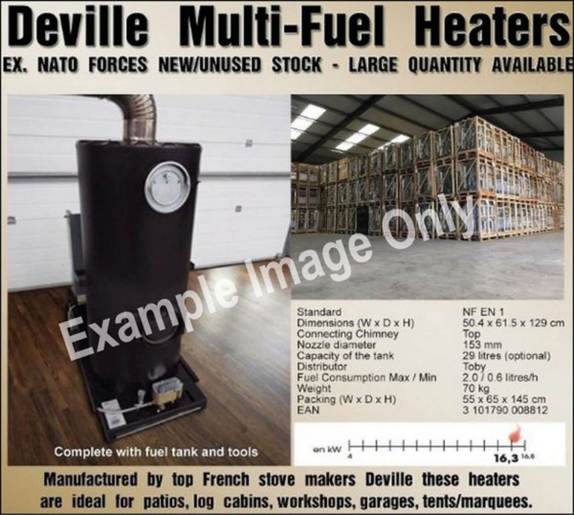 2 x DEVILLE multi-fuel heaters on pallet.With blue flame technology, this heater makes the - Bild 2 aus 2