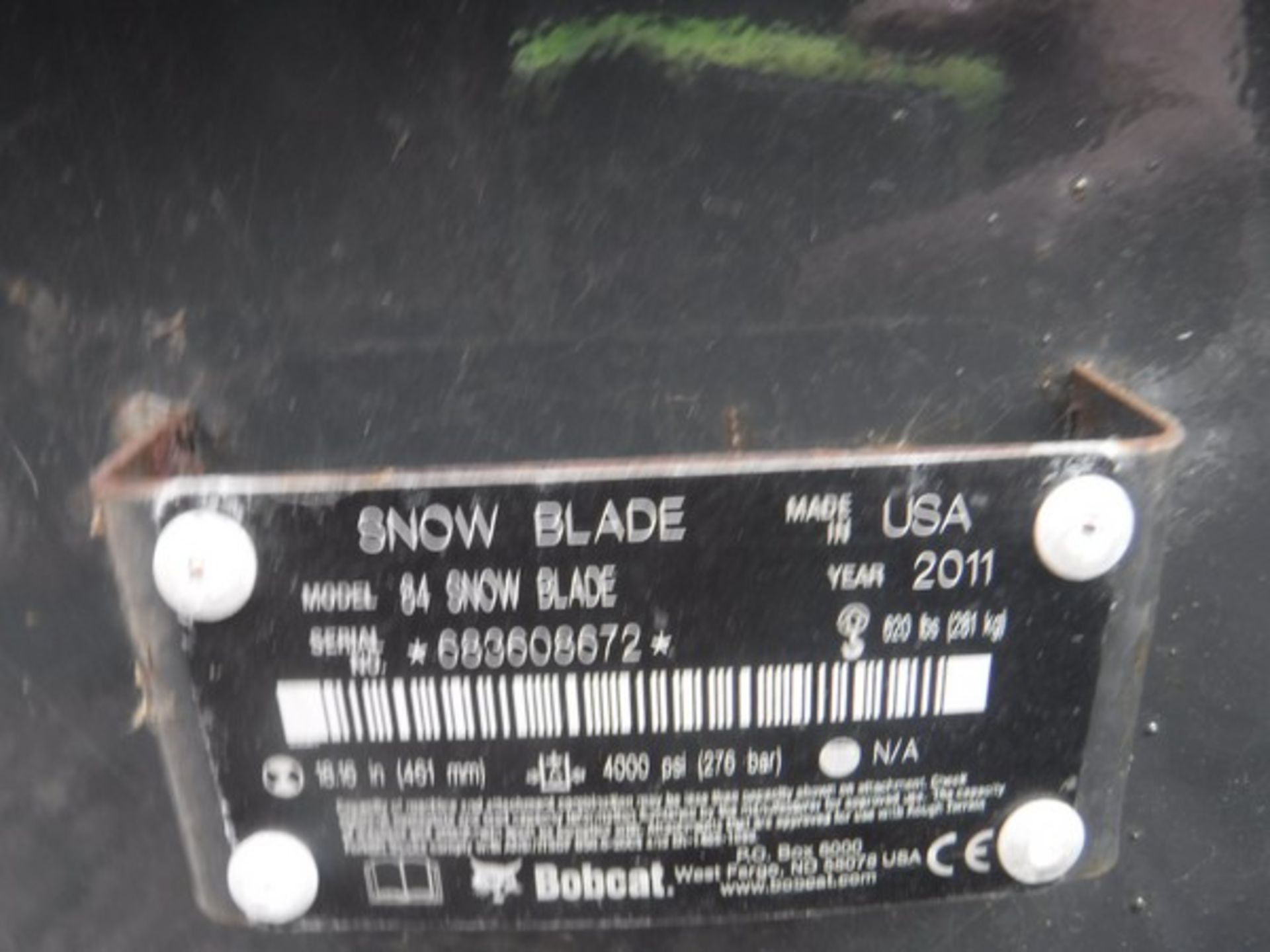 BOBCAT 84 7ft snow blade. S/N 683608672 - Image 3 of 3