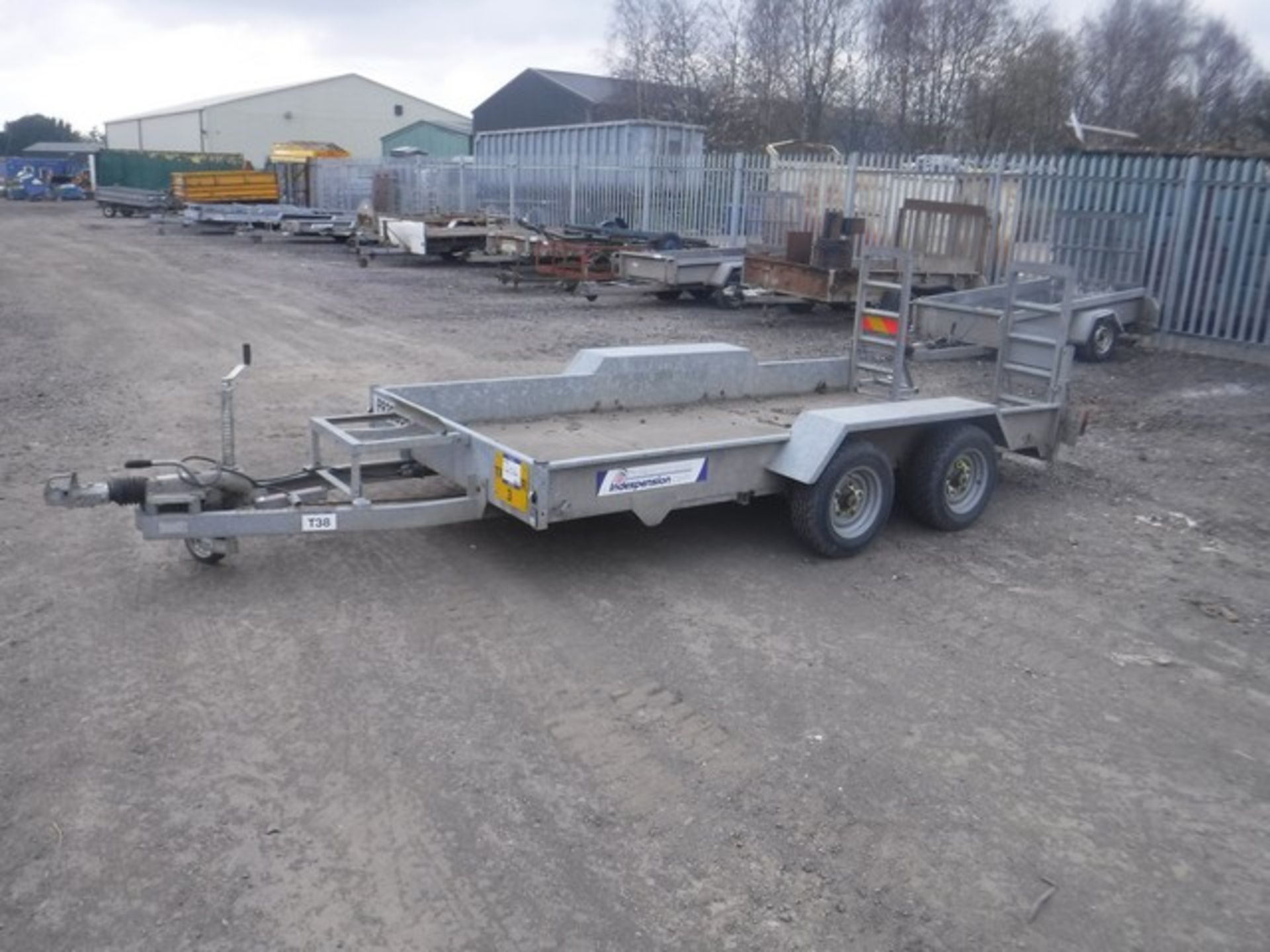 INDESPENSION 12&#39; X 6&#39; twin axle plant trailer c/w steel ramps. Asset No P830006.