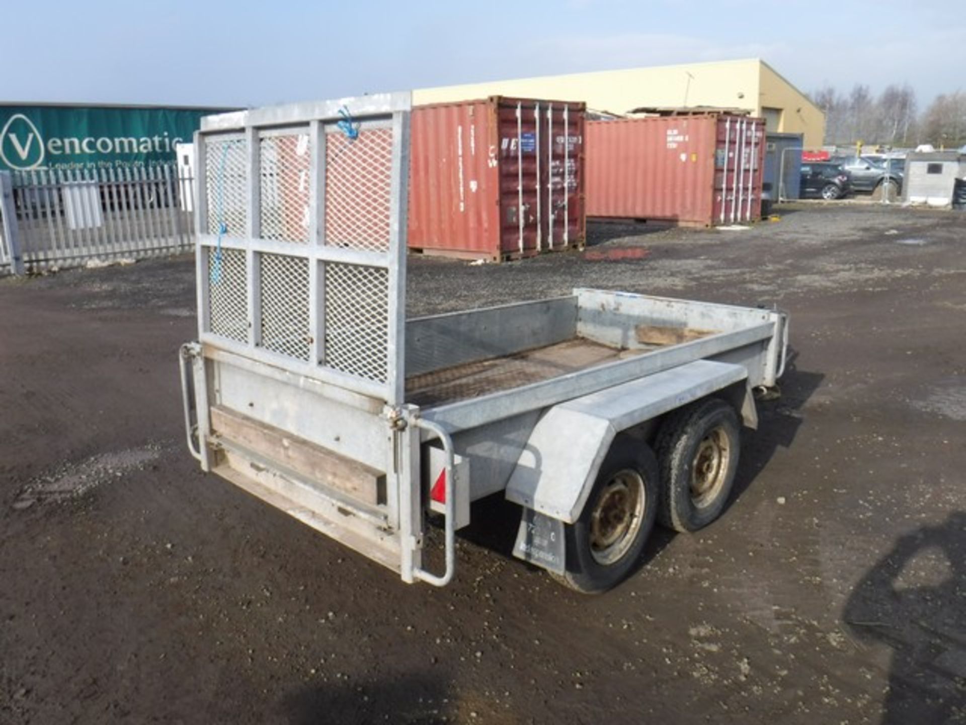 1998 INDESPENSION 8&#39; x 4&#39; triple lock twin axle plant trailer c/w loading ramp. Ma