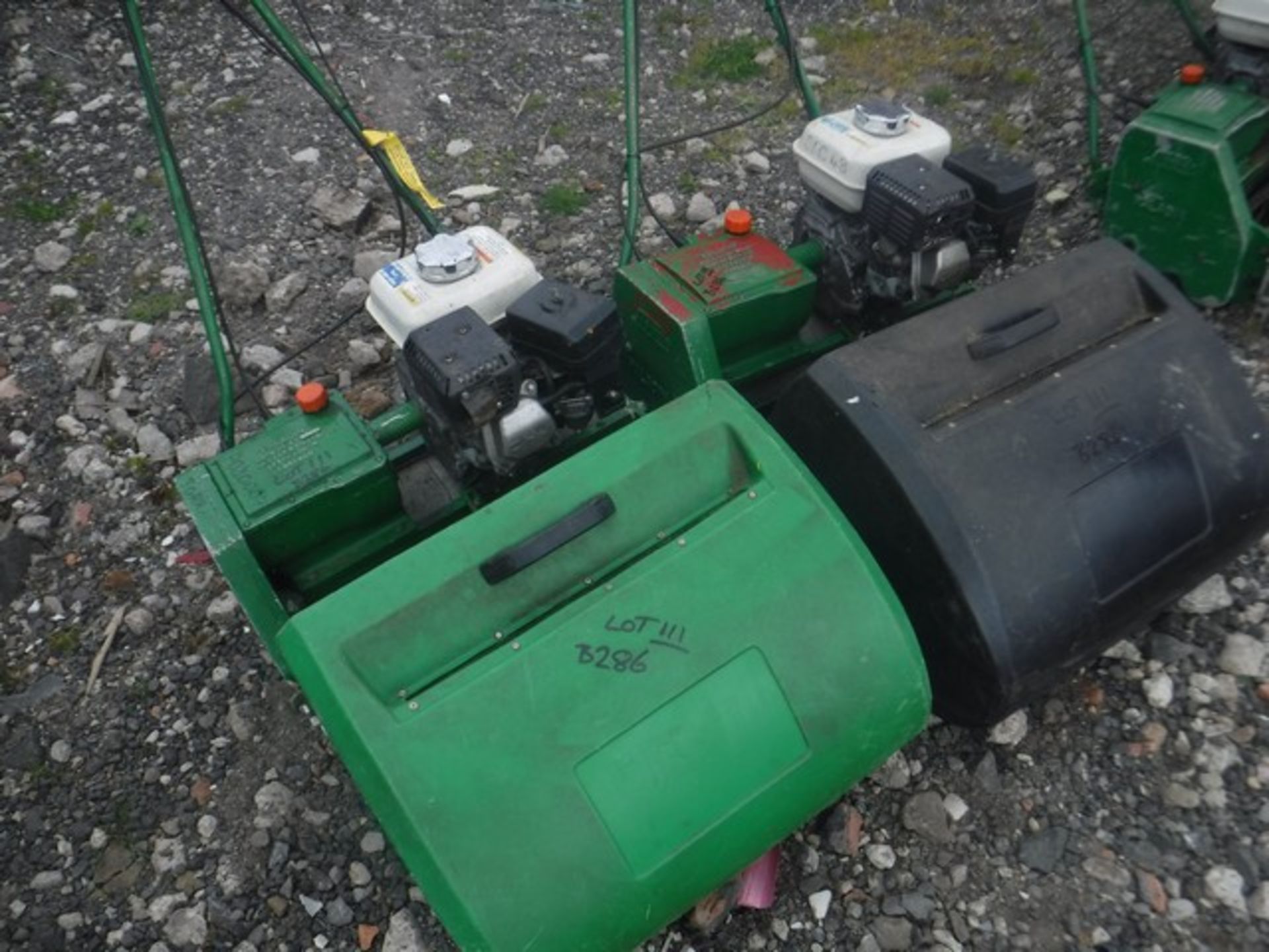 LLOYDS PALADIN GREEN lawnmowers c/w bucket