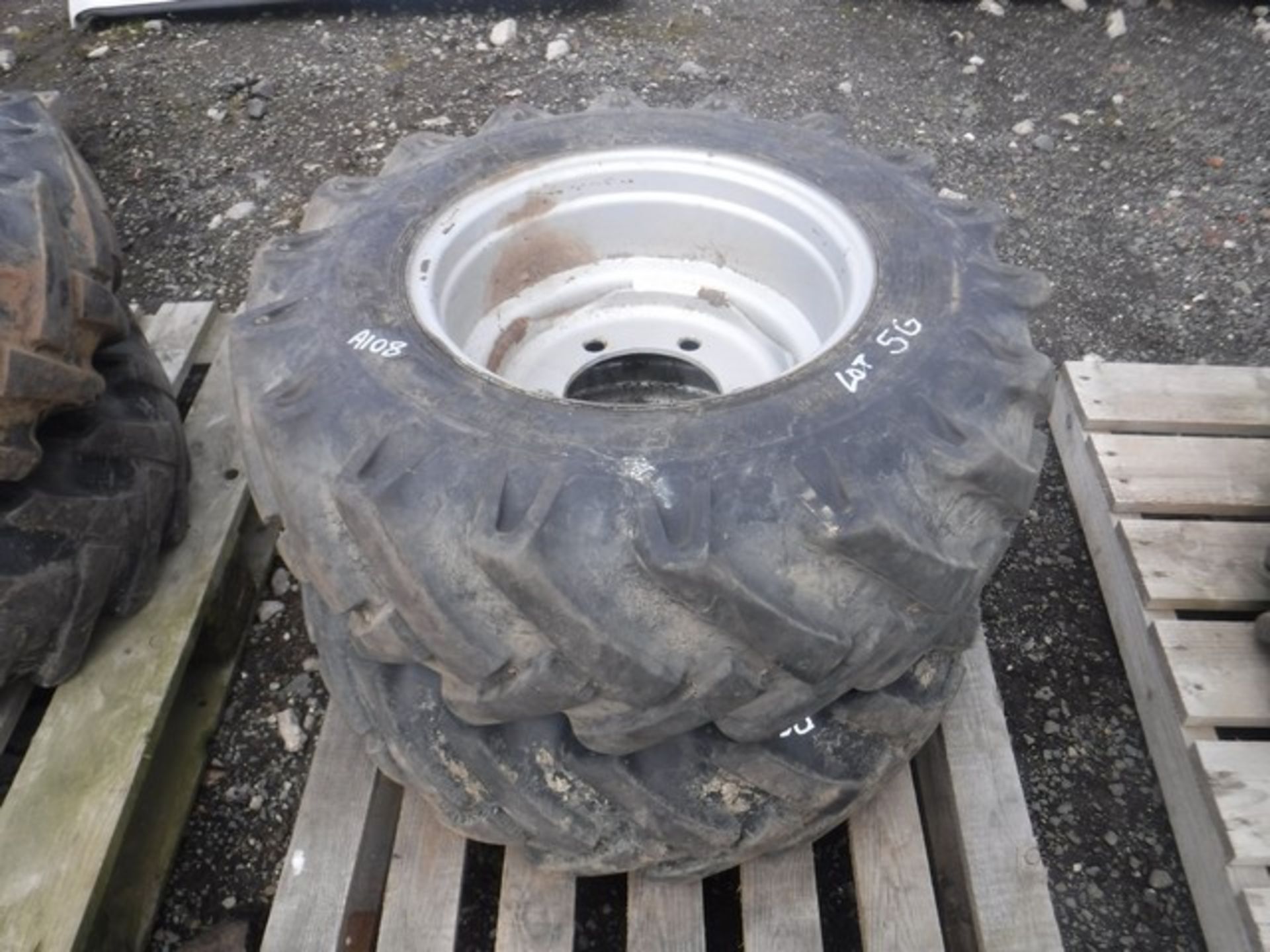 BKT 10.0/75 - 15.3 used tyres and wheels x 2