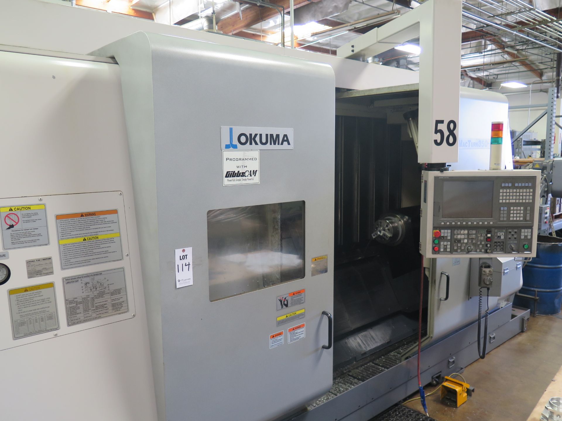 2008 OKUMA MACTURN 350-W MULTI-AXIS CNC TURNING CELL S/N 140120 W/ OKUMA OSP-P200L CONTROLS, HAND