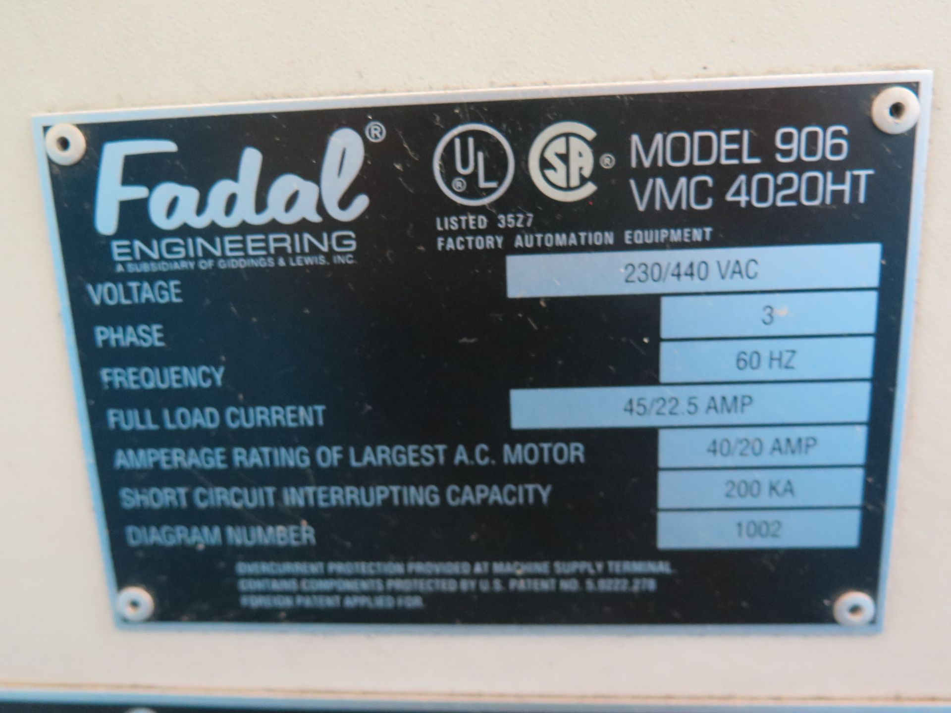 2000 FADAL VMC4020HT 2-PALLET 4-AXIS CNC VERTICAL MACHINING CENTER S/N 031997040825 W/ FADAL MULTI - Image 8 of 9