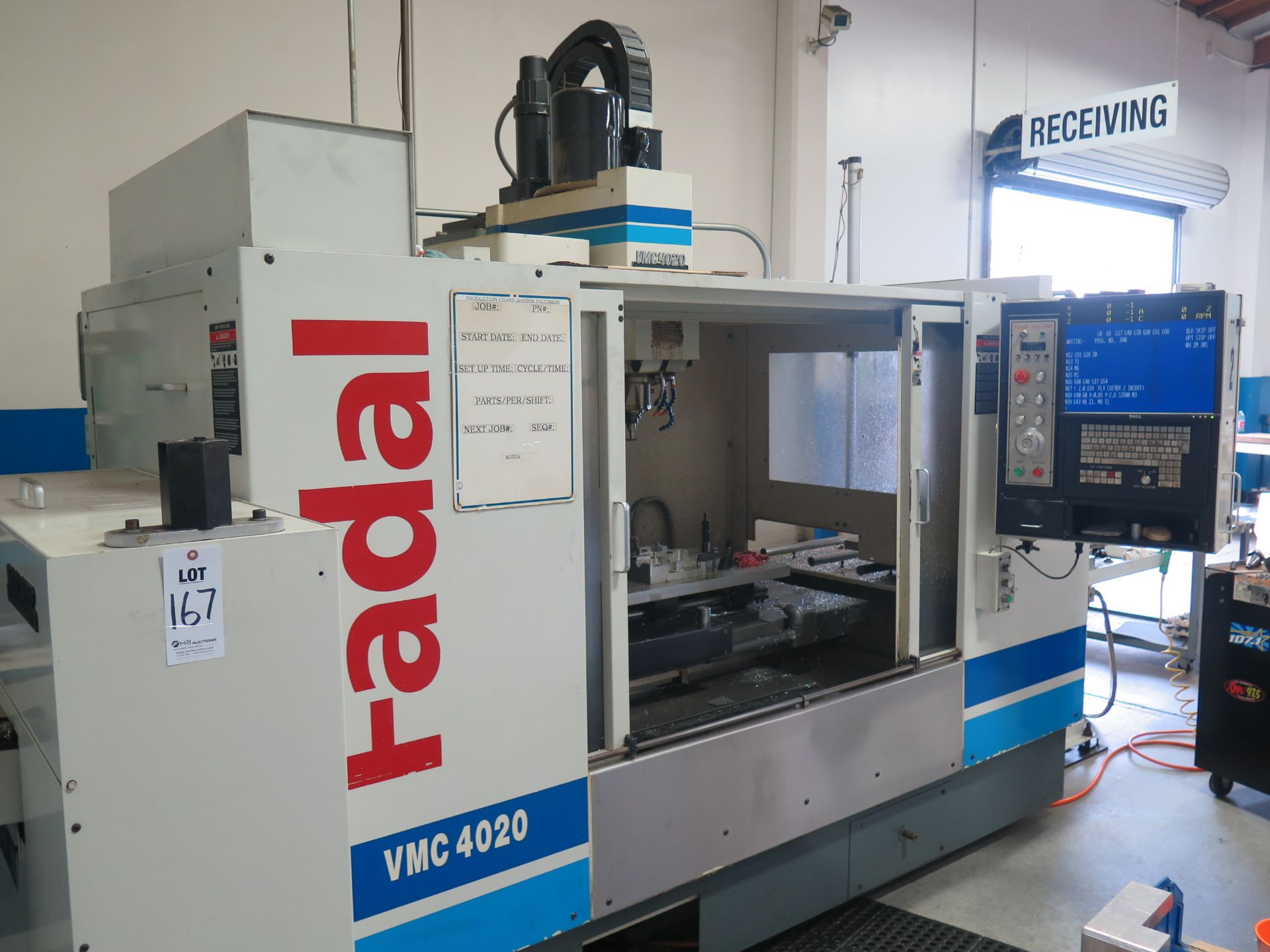 1996 FADAL VMC4020HT 2-PALLET 4-AXIS CNC VERTICAL MACHINING CENTER S/N 9601835 W/ FADAL CNC 32MP