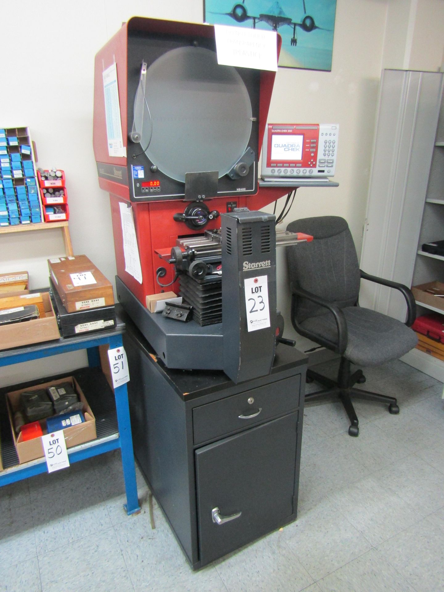 STARRETT HB400 16" OPTICAL COMPARATOR S/N 50372 W/ QUADRA-CHEK 200 PROGRAMMABLE DRO, DIGITAL ANGULAR