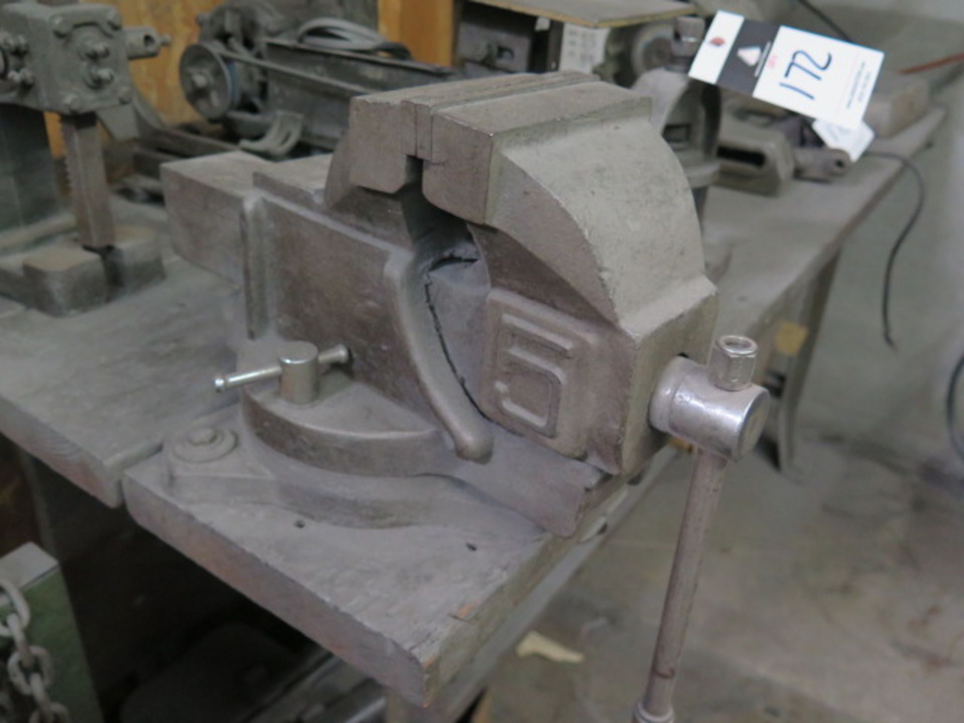 1" Belt Sander, Arbor Press, Screw Press and Bench Vise w/ Bench - Image 5 of 5