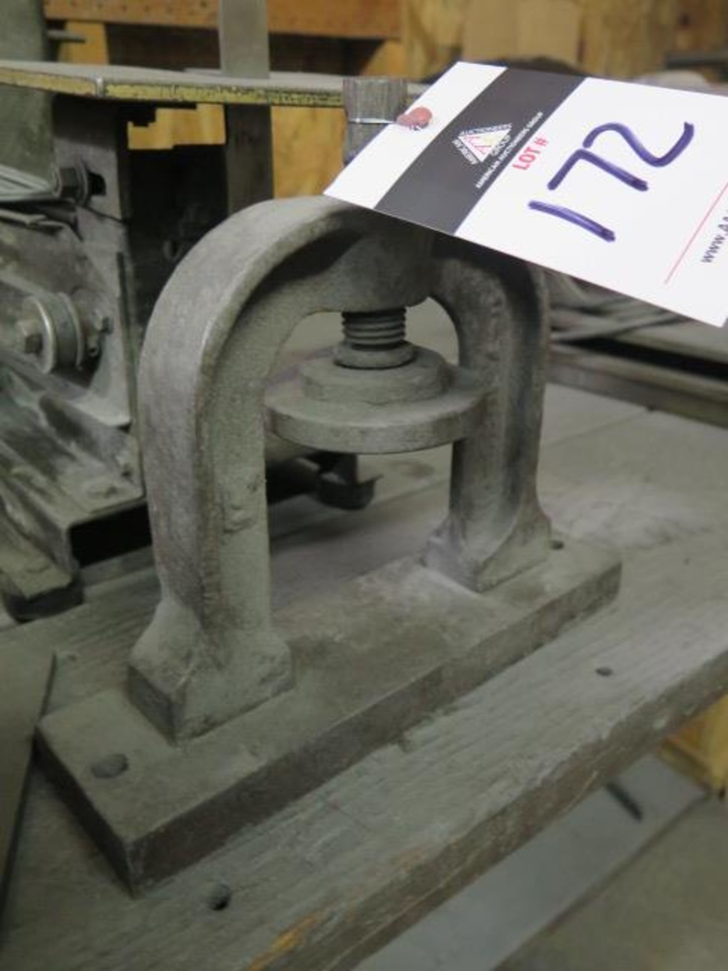 1" Belt Sander, Arbor Press, Screw Press and Bench Vise w/ Bench - Image 4 of 5