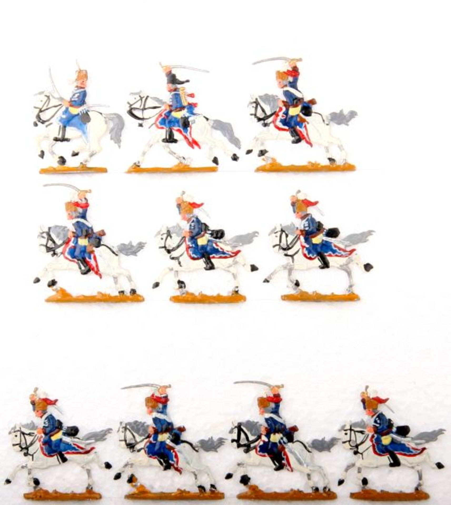 Preußen um 1760, Husaren-Regiment Nr. 2 v. Zieten im Angriff, Pelz angezogen, Kieler Zinnfiguren,