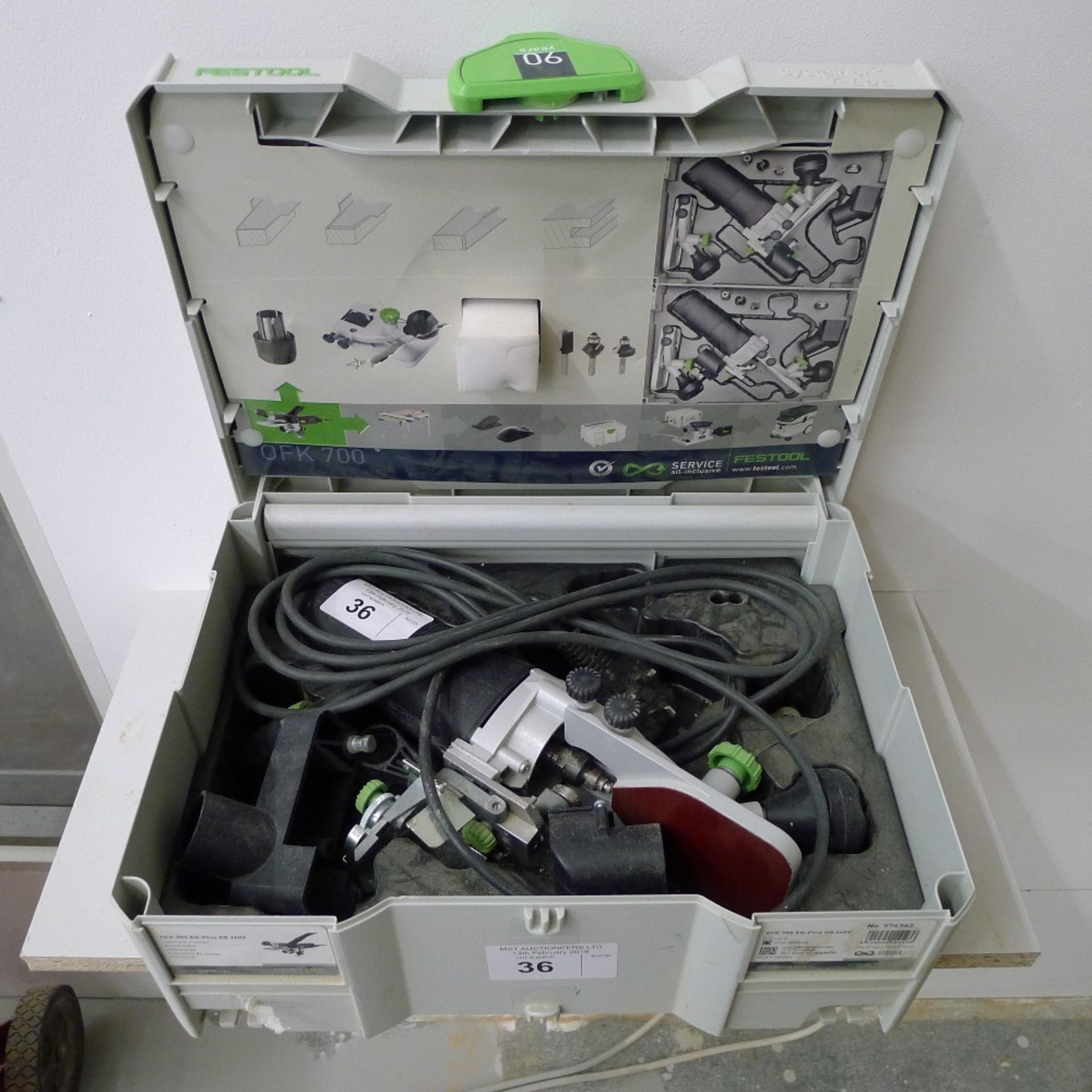 1 laminate trimmer by Festool type OFK 700 EQ-Plus GB 240v with a plastic storage case