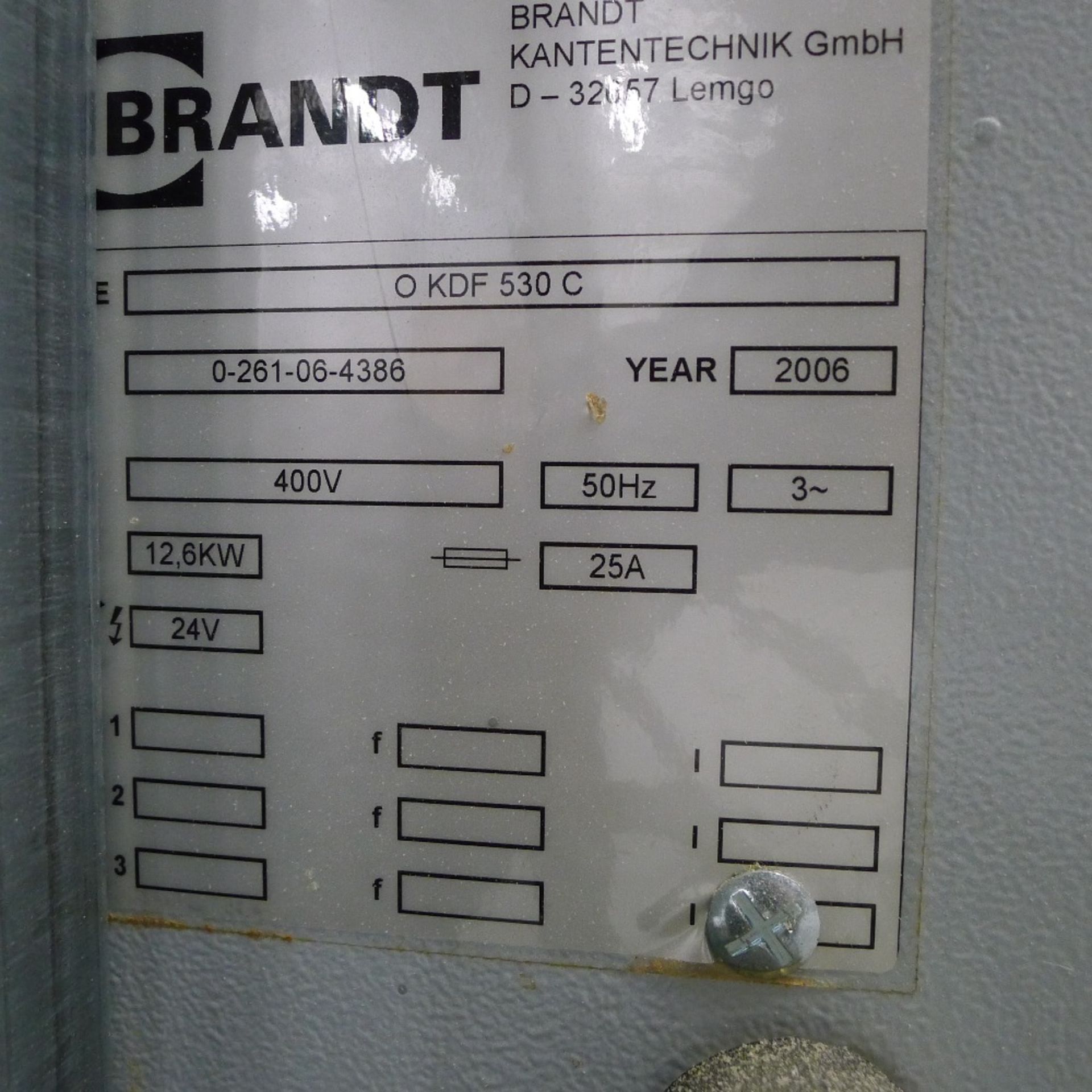 1 CNC single edge banding machine by Brandt type KDF 530 C, s/n 0-261-06-4386, YOM 2006, 3ph - Image 9 of 13