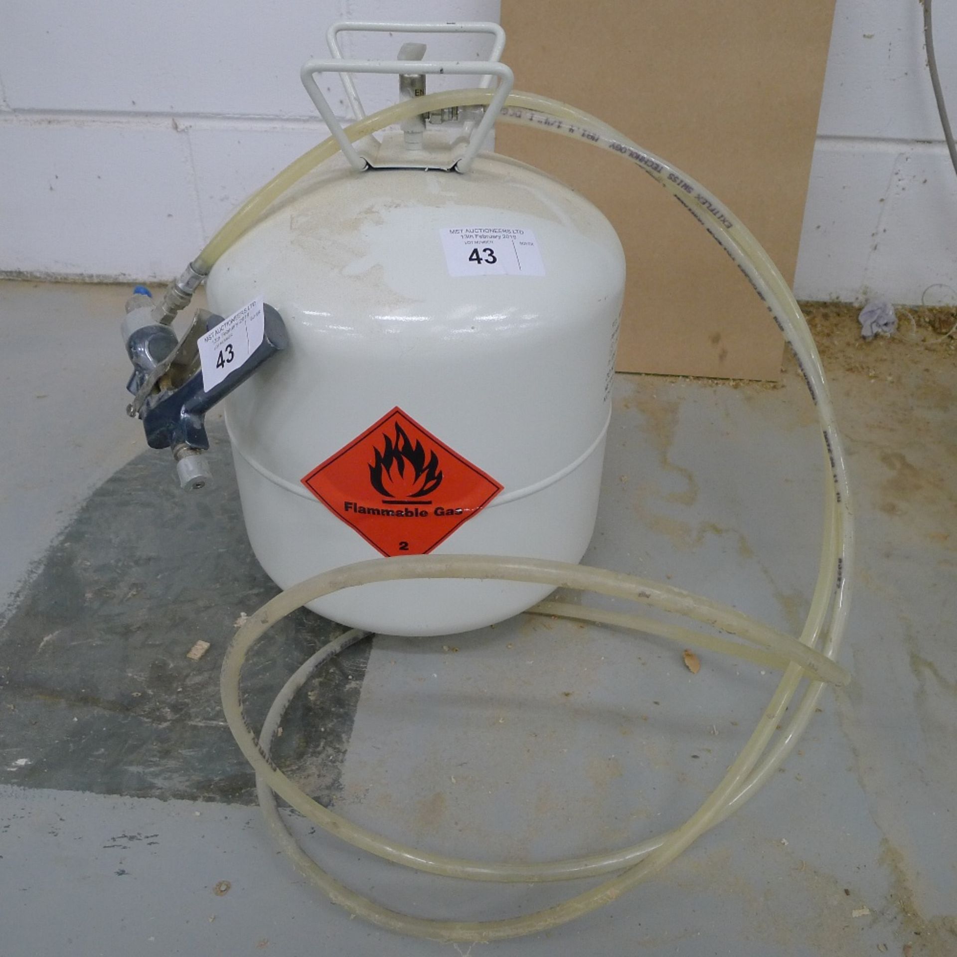 a part used 17kg canister of Wurth Web Spray Adhesive with hose and application gun