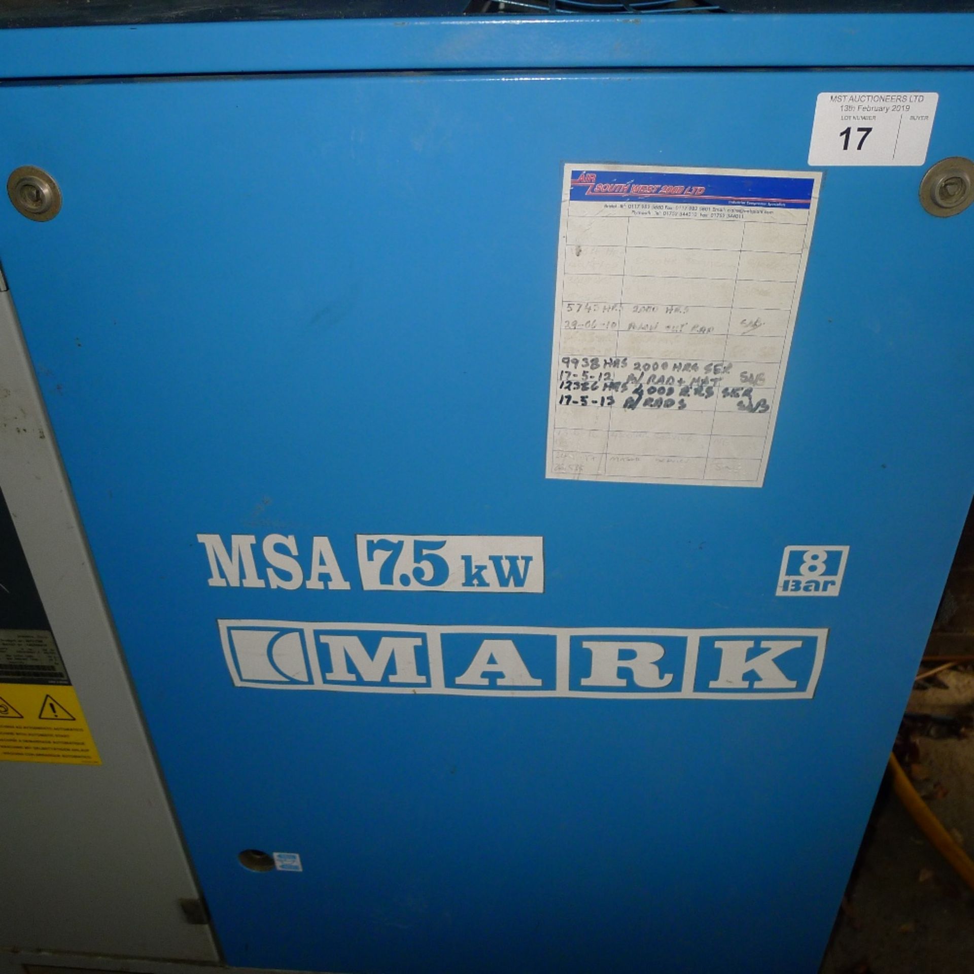 1 compressor by MARK type MSA 7.5kw, 8 bar, 3ph with an ABAC air dryer type Dry 60 and a Compair - Image 6 of 10