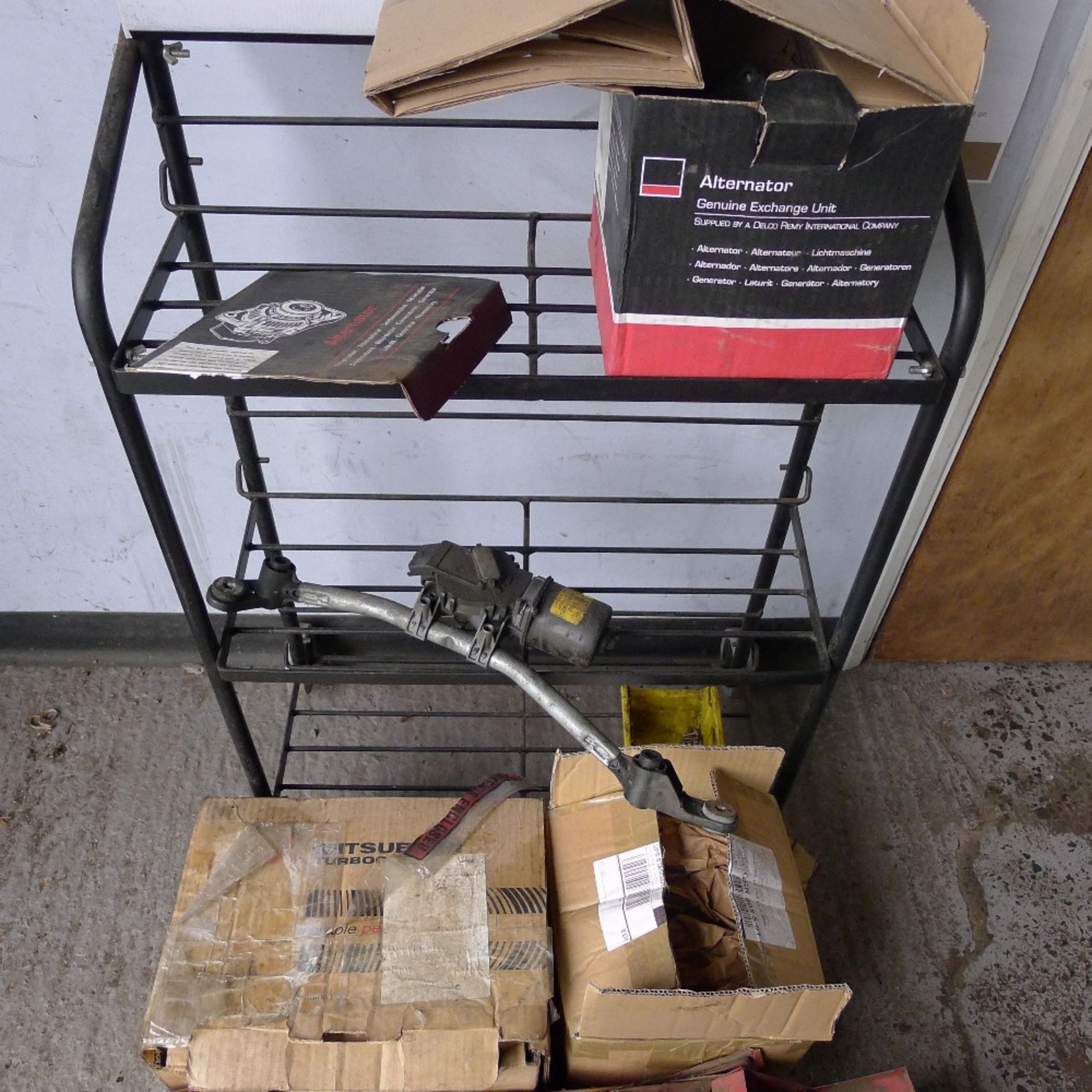 1 small red metal folding top tool box by Blue Point type KRW48A, 1 battery display rack and a small - Image 2 of 4