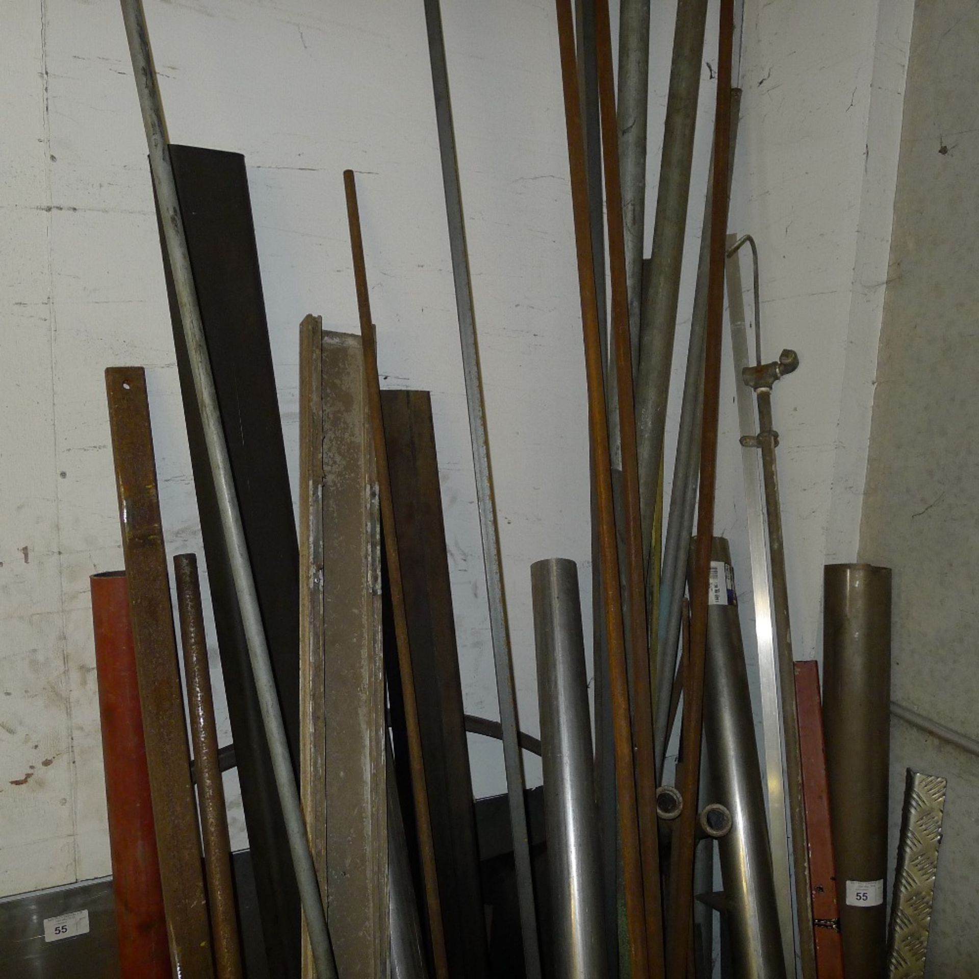 A quantity of various stock metal including an aluminium sheet, exhaust pipe, box section etc. Not - Image 3 of 4