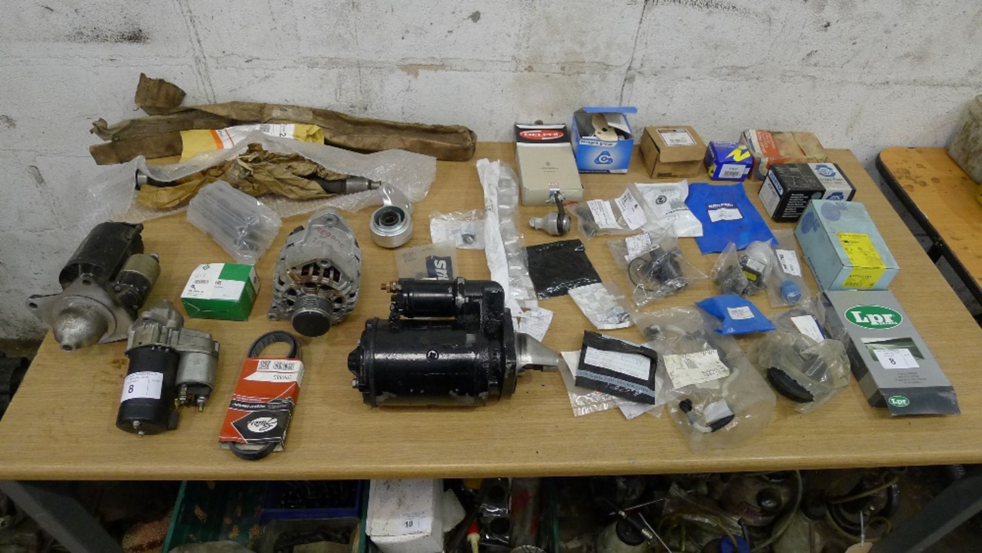 A quantity of various auto spares including starter motors etc. Not practical to list in detail,