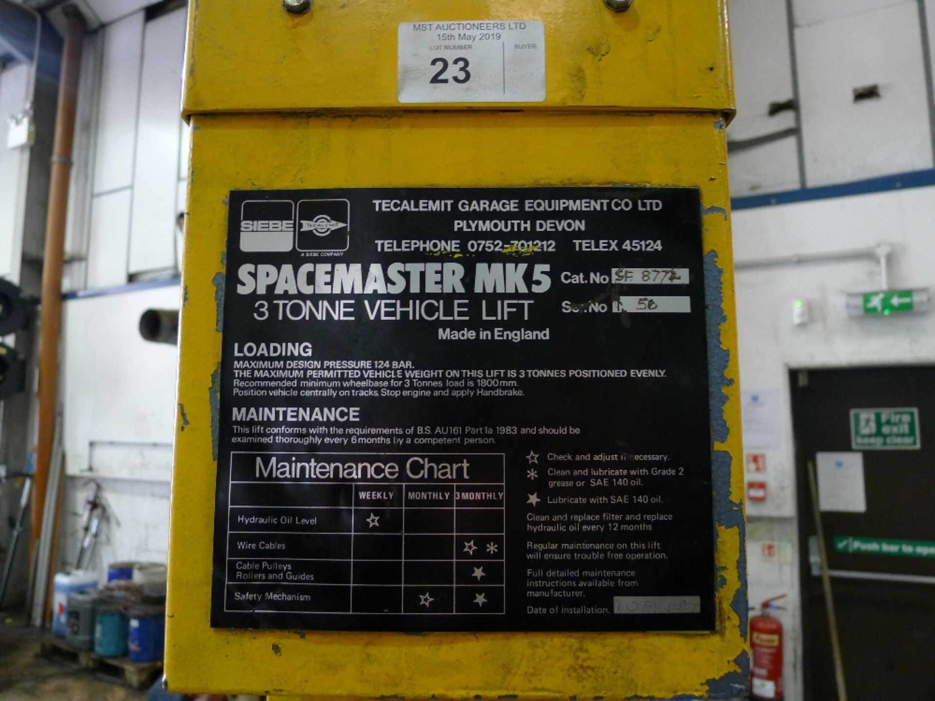 1 Tecalemit four post vehicle ramp type Space Master Mk 5, capacity 3 tonnes, YOM 1987, 3ph with 2 - Image 5 of 6