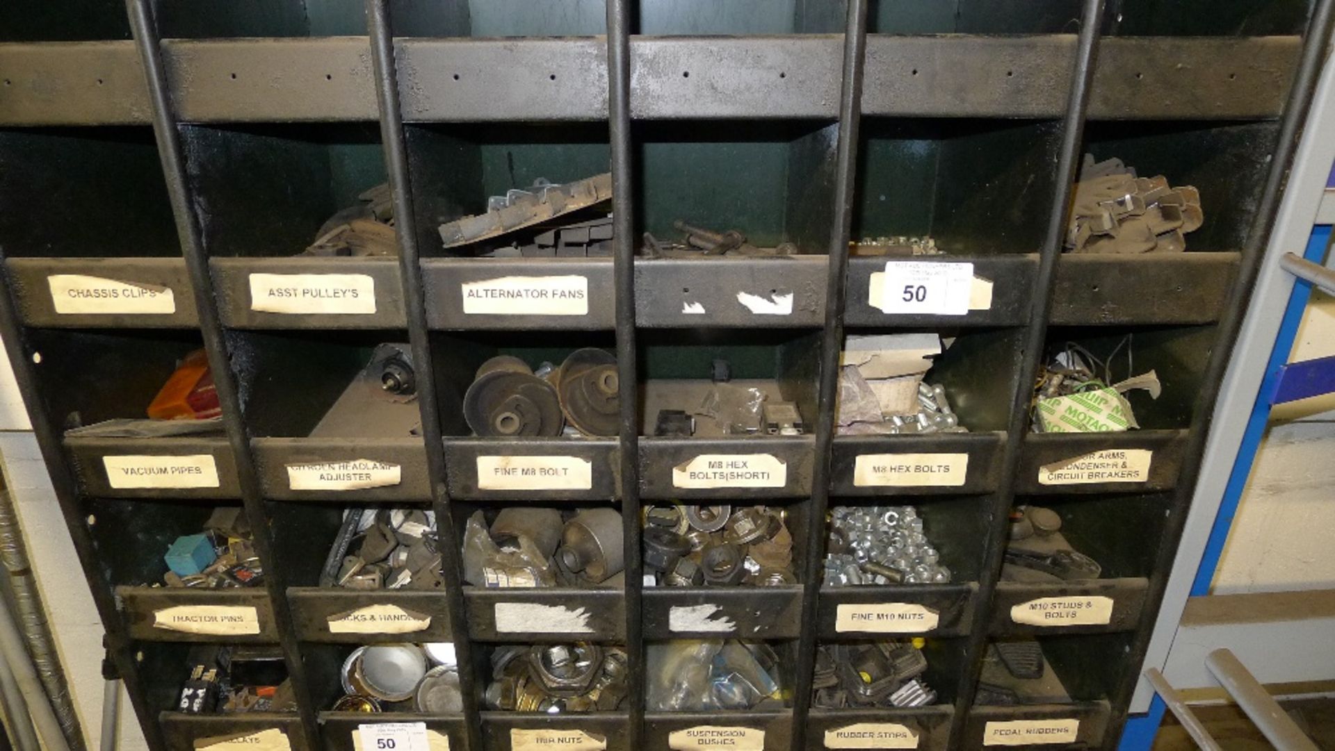 1 metal parts storage rack containing various auto related items. Not practical to list in detail, - Image 2 of 3