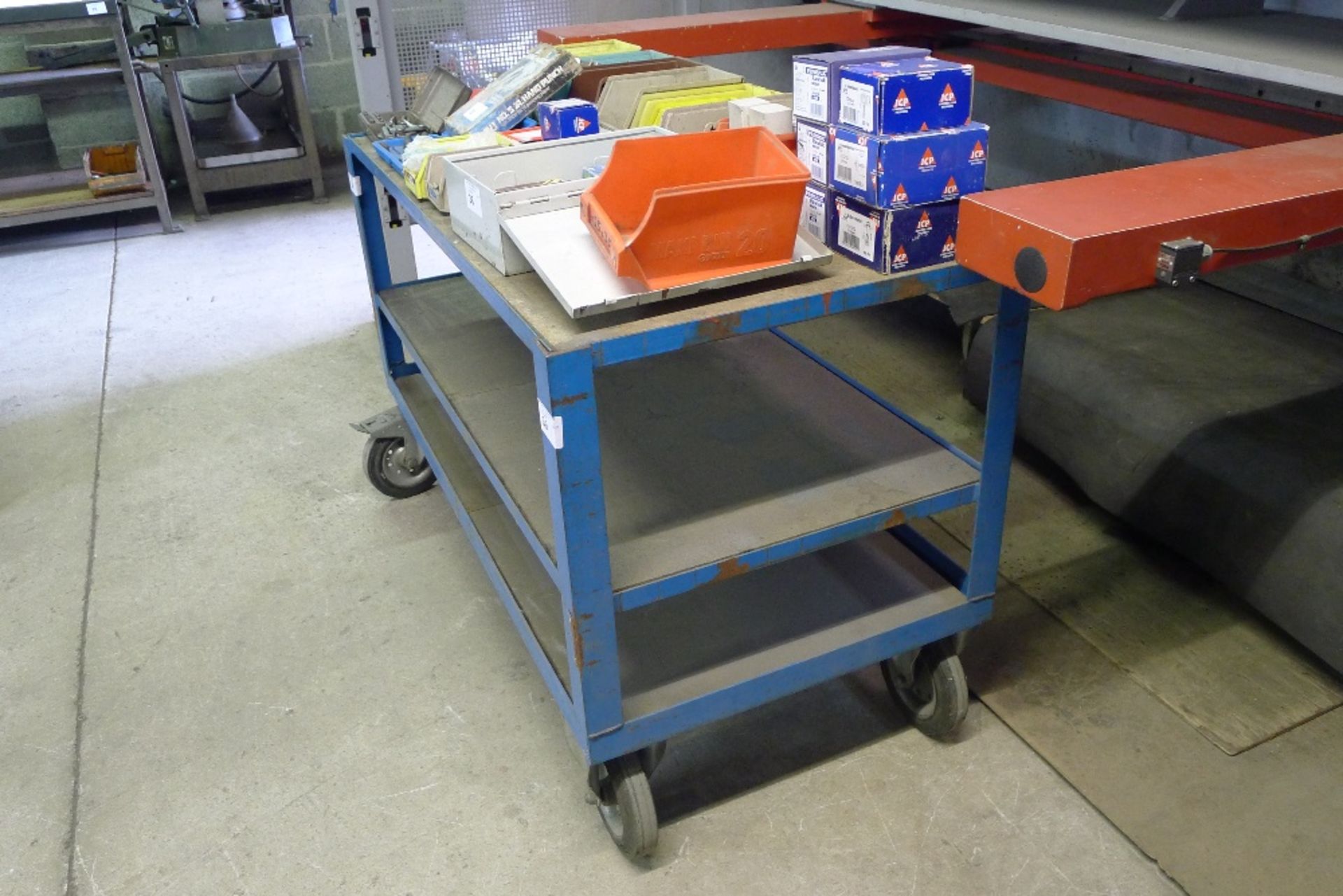 1 blue metal three tier trolley - Image 3 of 3