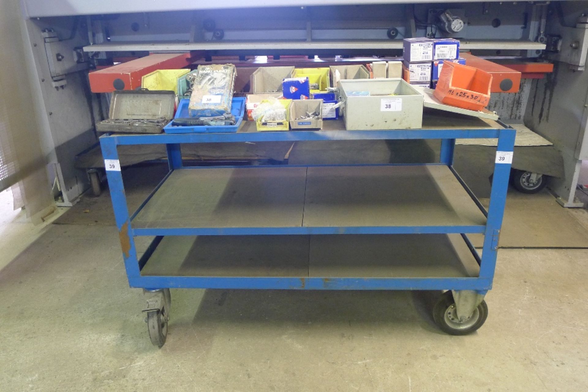 1 blue metal three tier trolley - Image 2 of 3