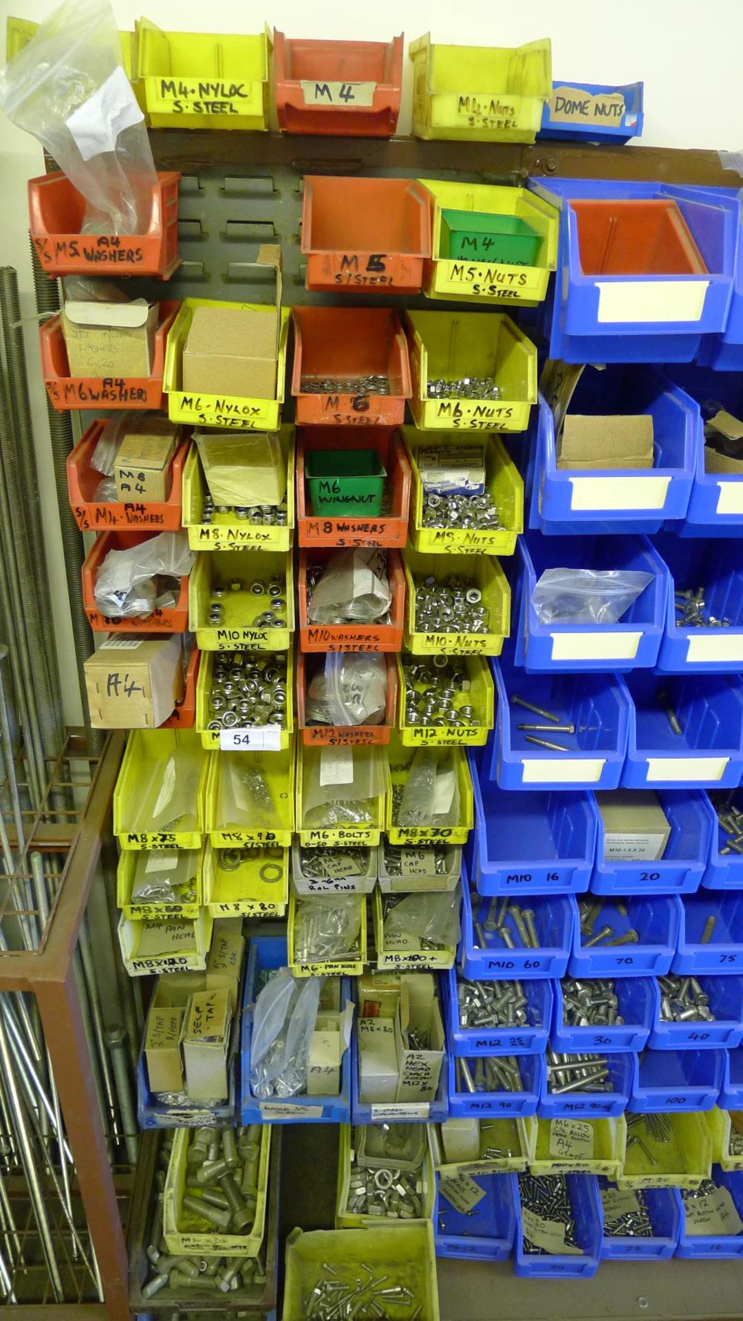 A quantity of plastic Lin type bins hanging on a free standing rack containing a large quantity of - Image 5 of 5