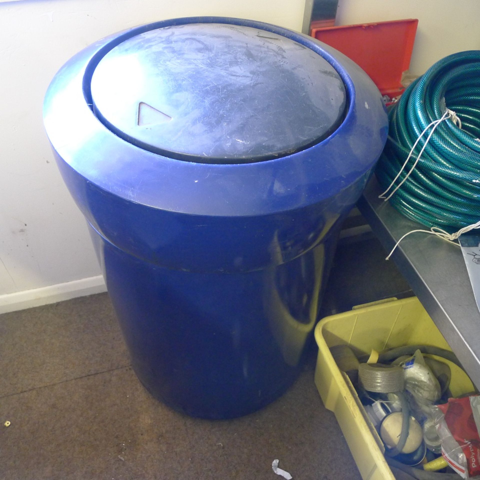 A quantity of various items including a blue bin, 4 Michelin 205/60 R15 tyres, a length of hose - Image 2 of 7