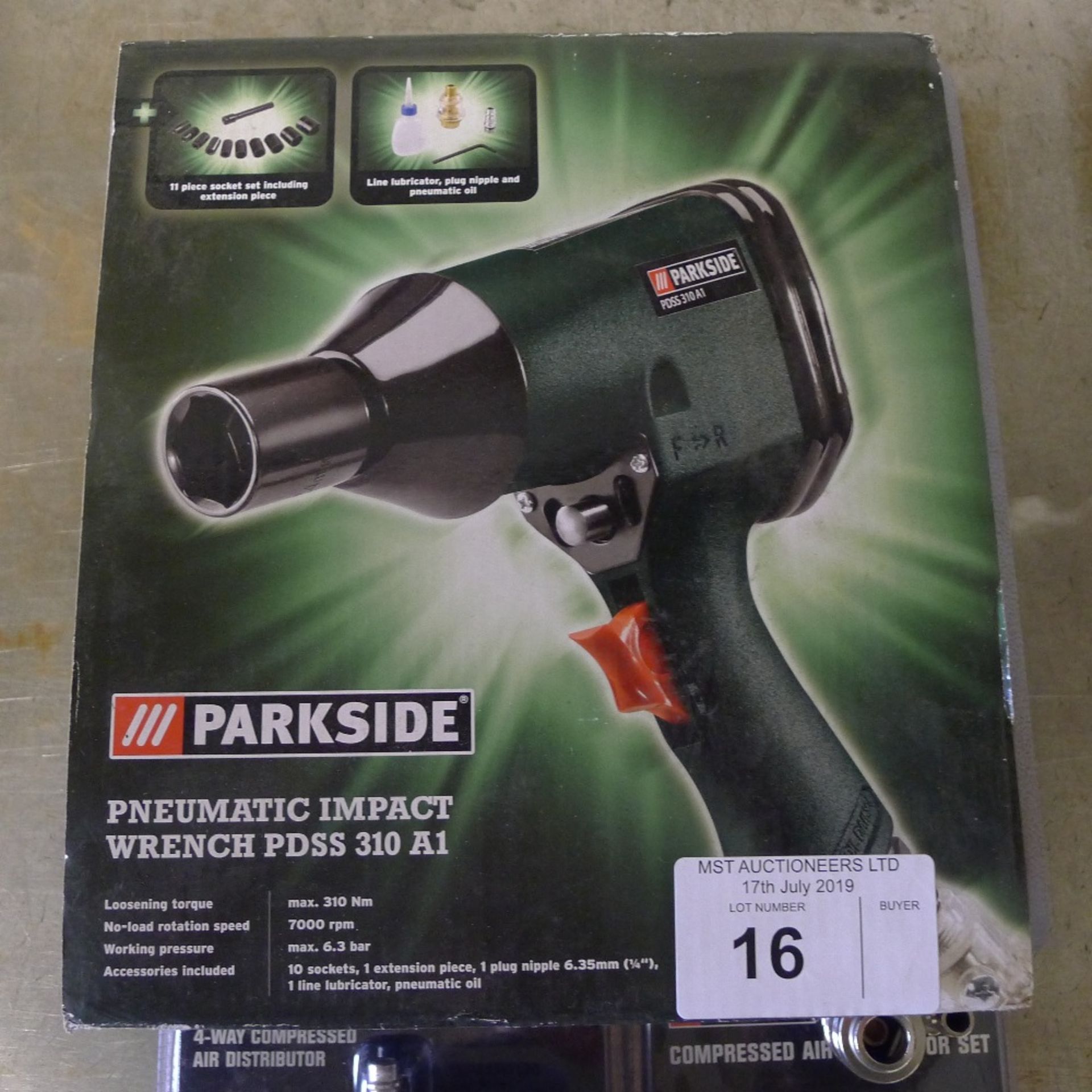 1 Parkside air impact wrench type PDSS 310A1, a 4 way air distributor and an air connector set - Image 2 of 4