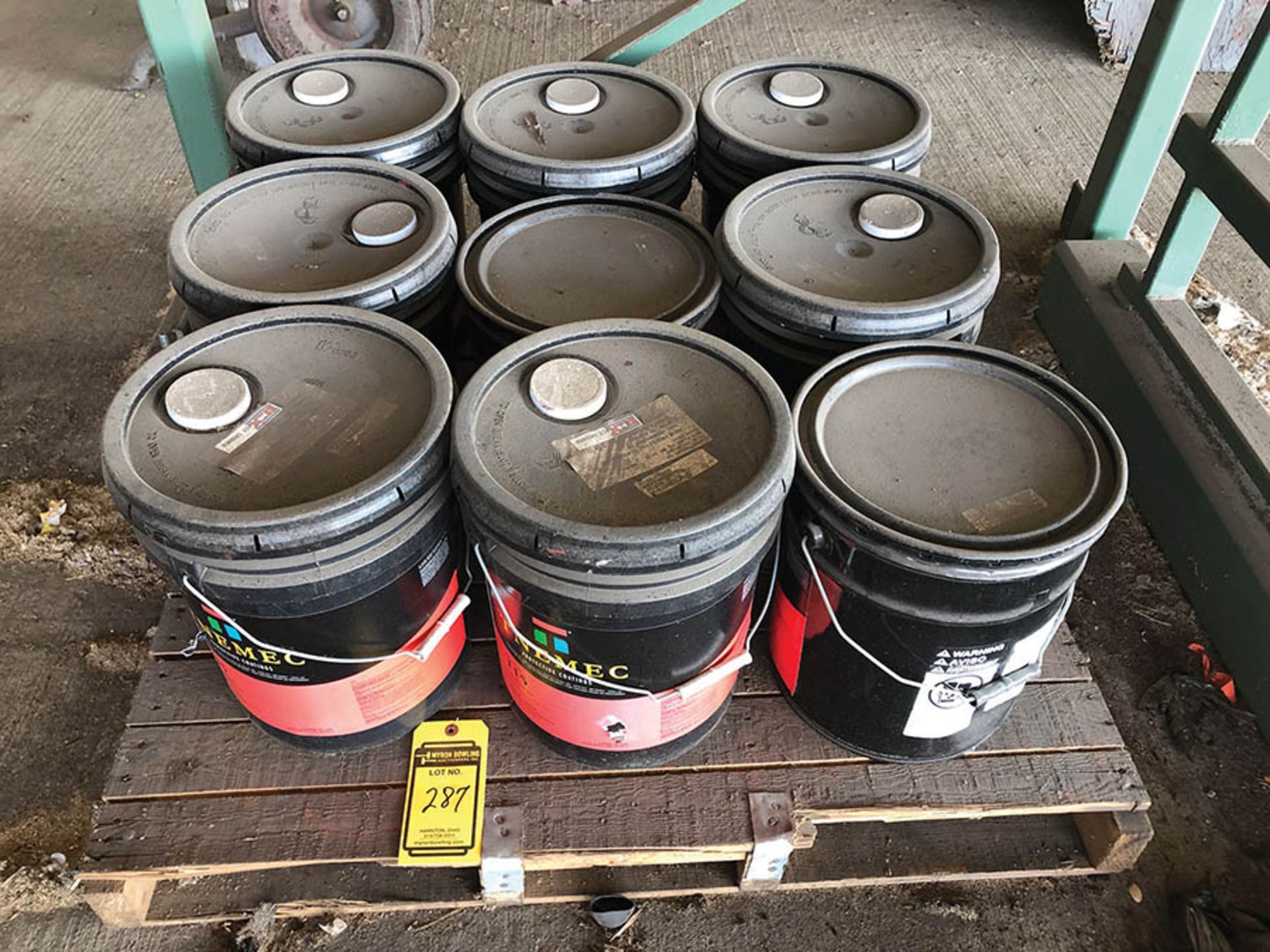 PALLET WITH (9) PAILS OF UNOPENED PAINT