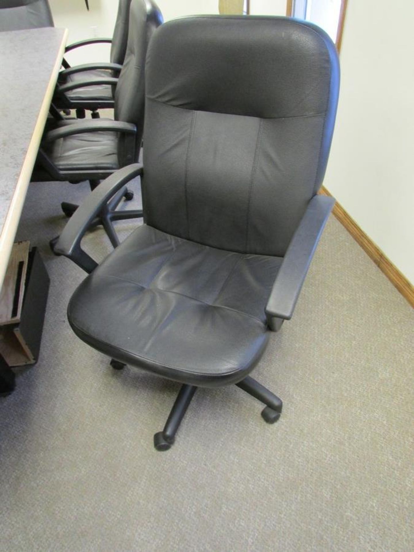 Boardroom table 4' x 10' w/ 8 swivel office chairs, side table, wood cabinet, and easel - Image 7 of 7