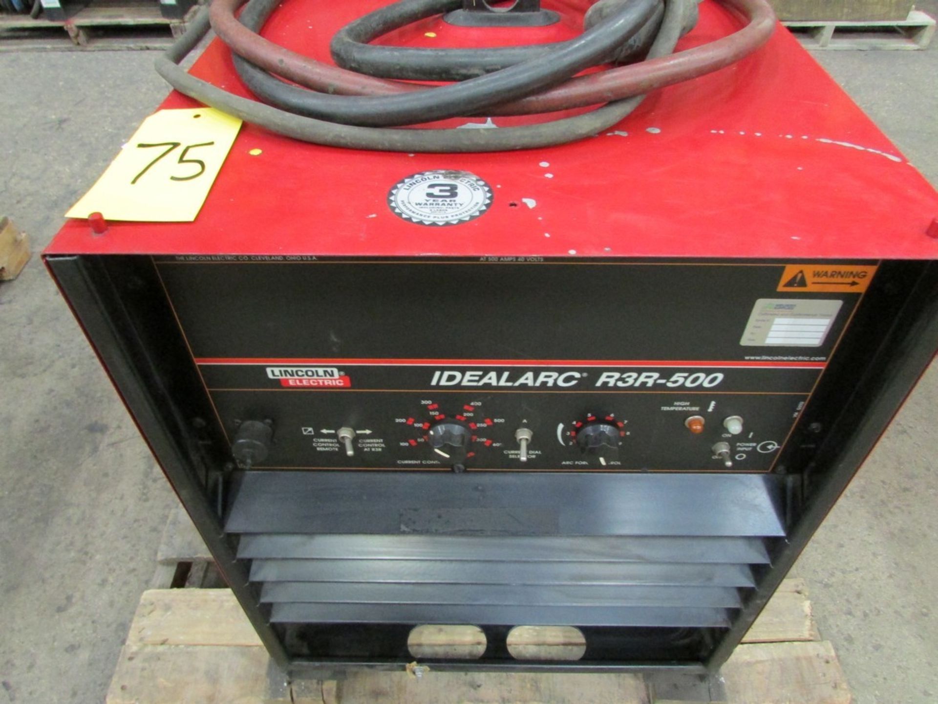 Lincoln Electric IdealArc R3R-500 welder s/n U1070400146 c/w ground cable