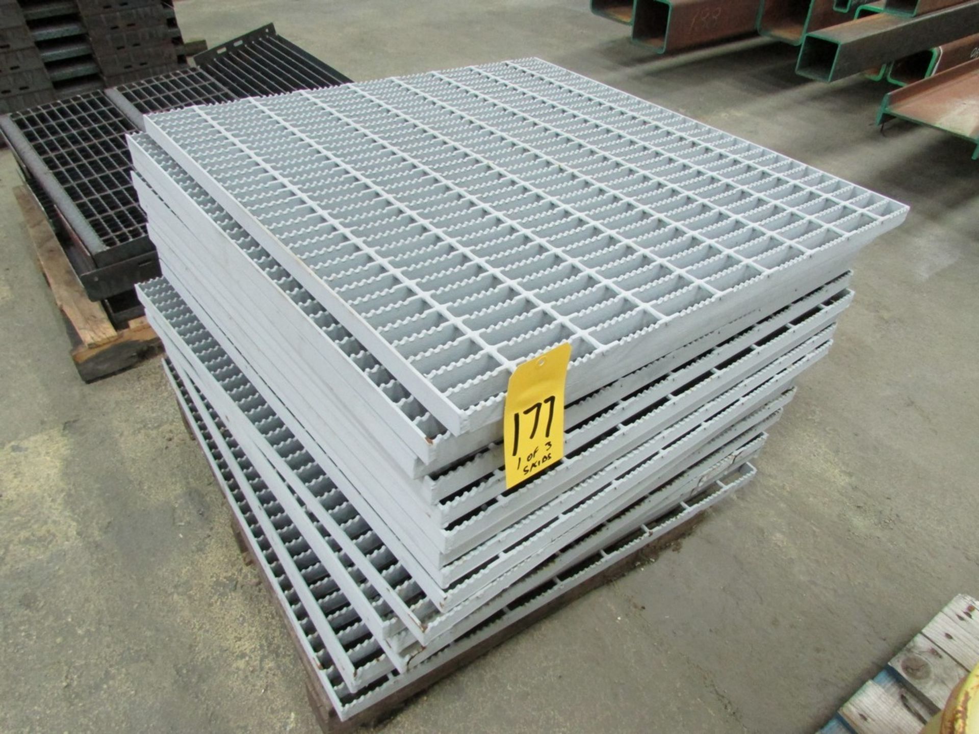 Three skids of steel grate