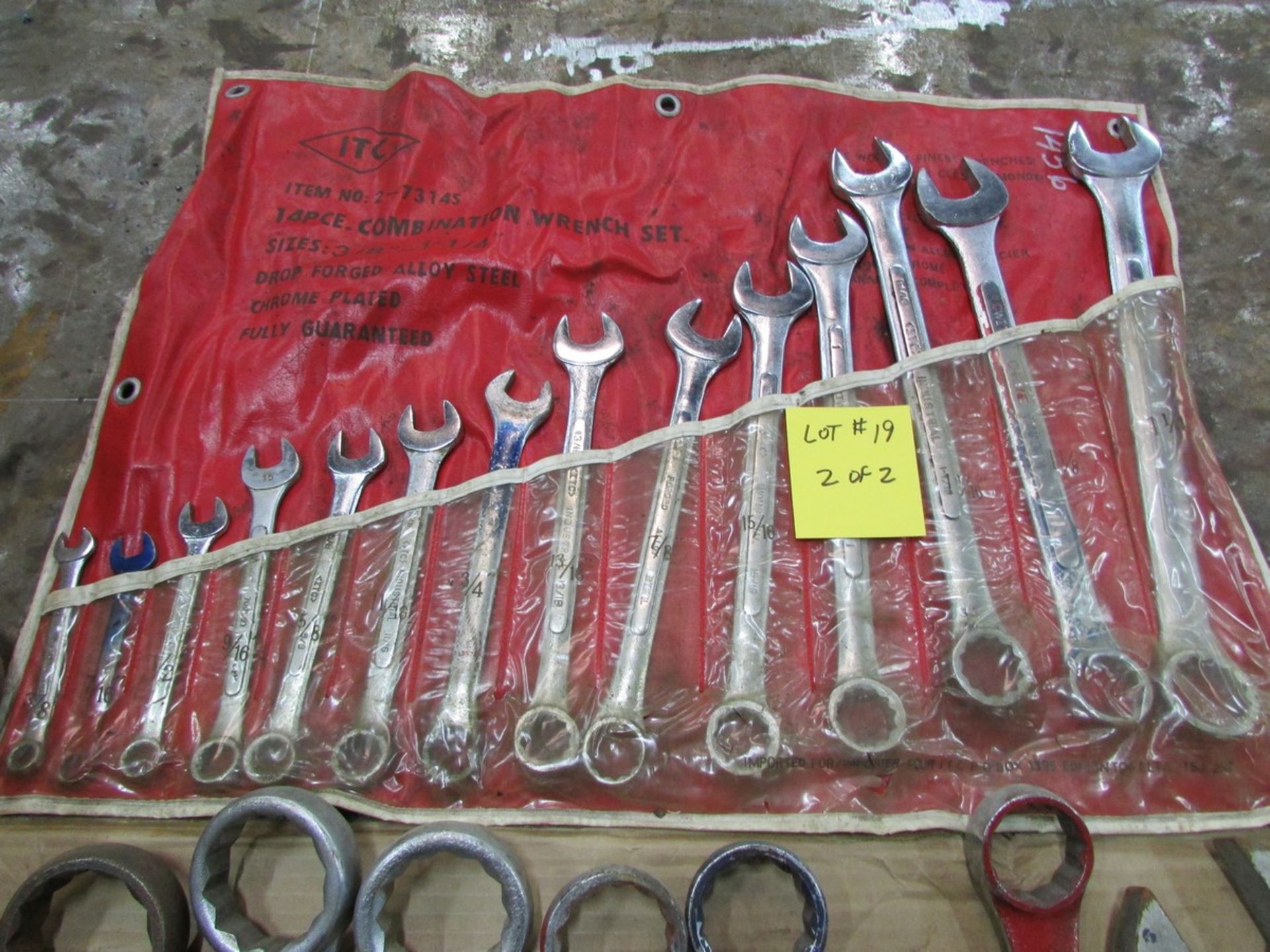 Qty. of box end wrenches (3/8'' to 2 1/4''), with large adjustable wrench and pipe wrench - Image 2 of 2