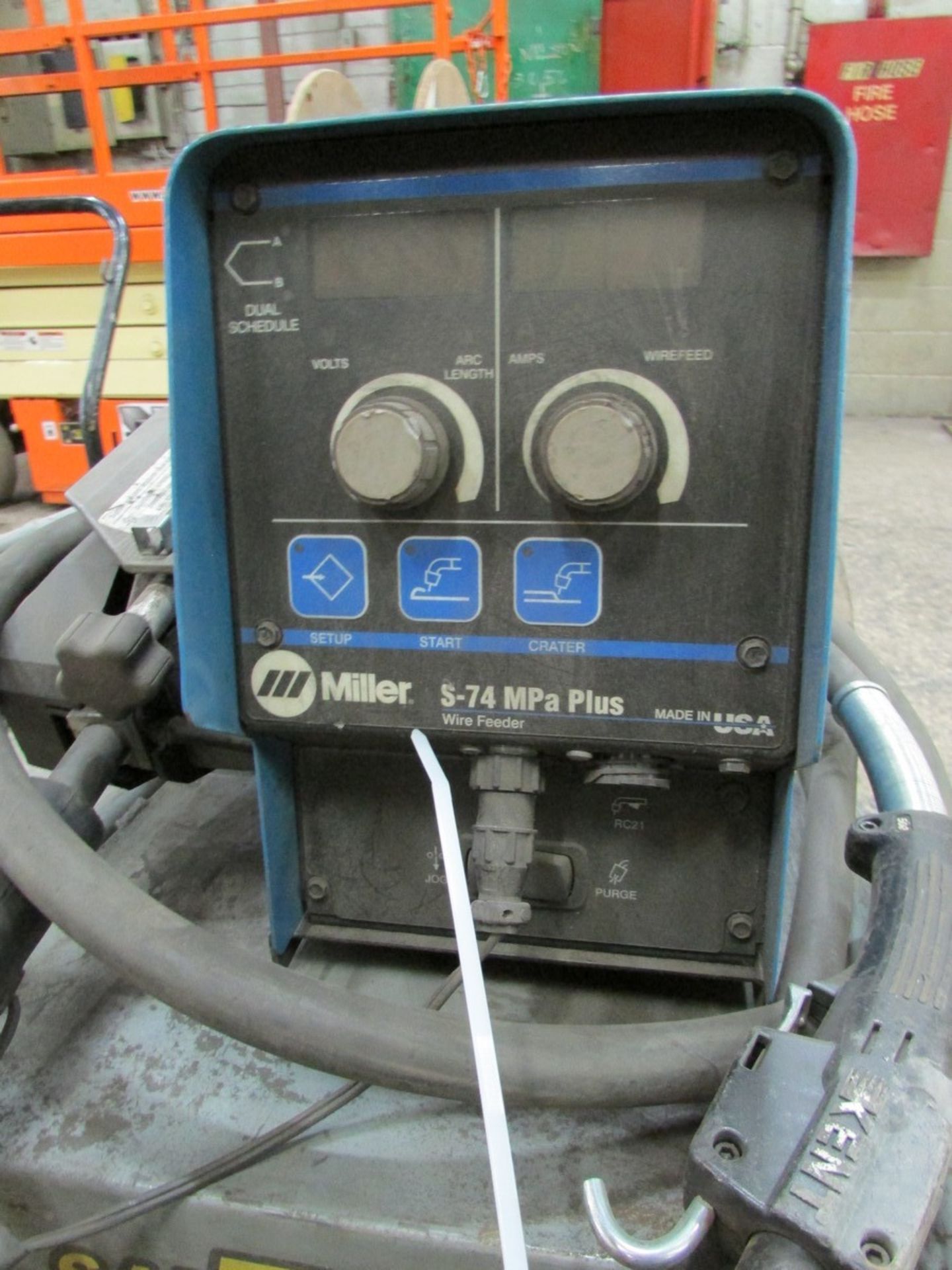 Miller Invision 352 MPA welder, s/n MB52041GA c/w Miller S-74 MP-Plus wire feed, welding gun and - Image 3 of 5